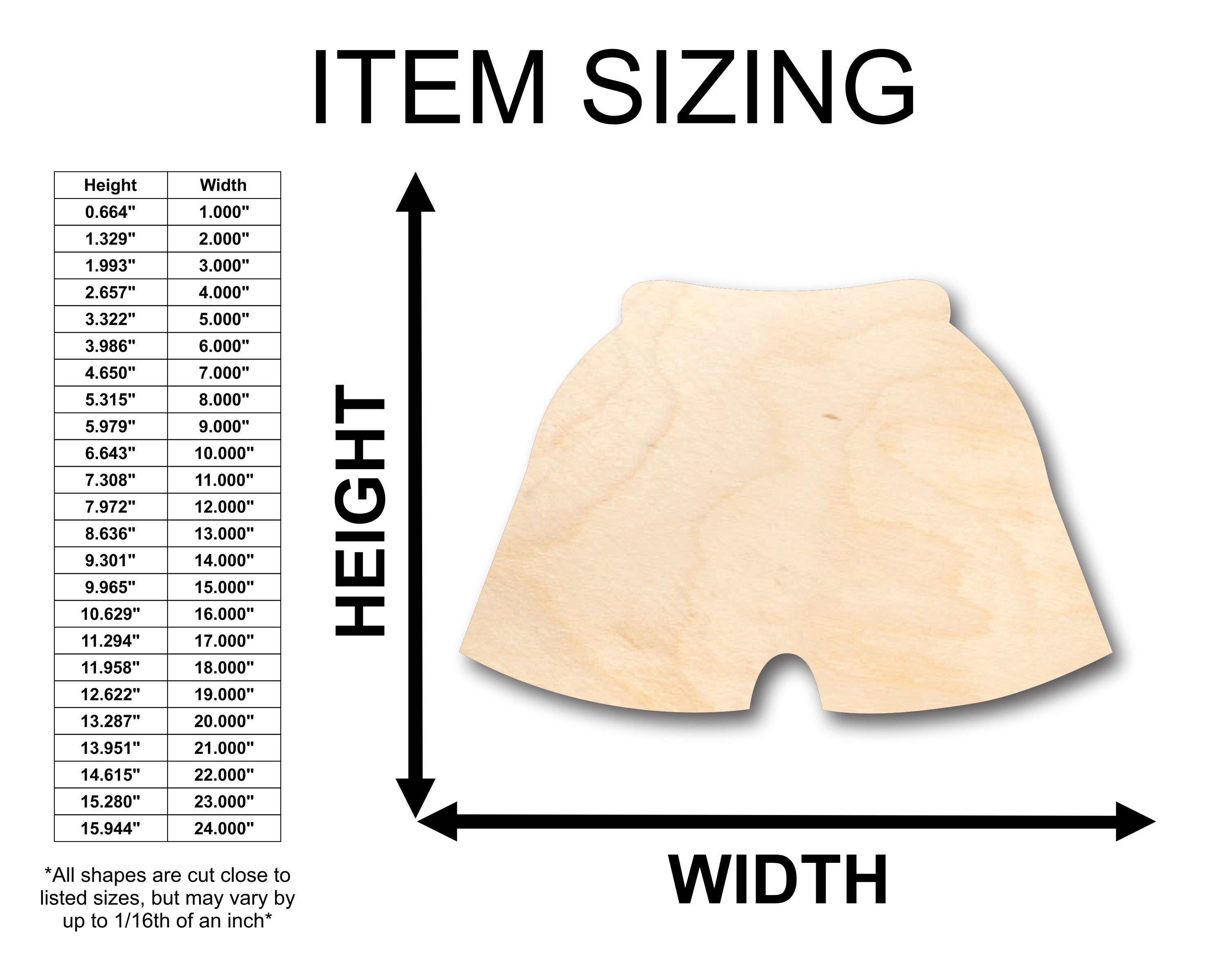 DIY Unfinished Wood Shorts - Swim Trunks Shape Craft Supplies Up to Size 46