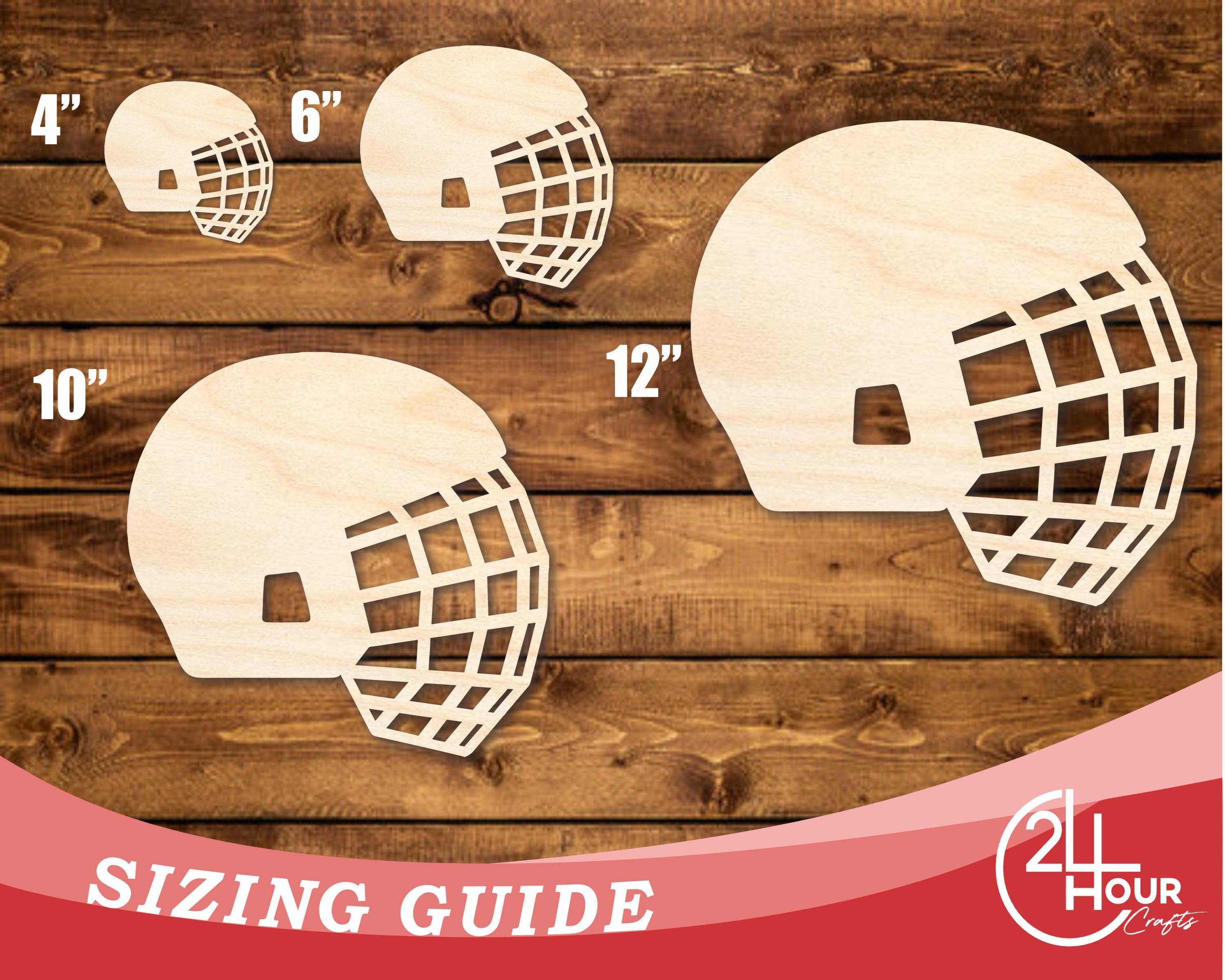 DIY Unfinished Baltic Birch Wood Hockey Helmet Cutout up to 46 Inches