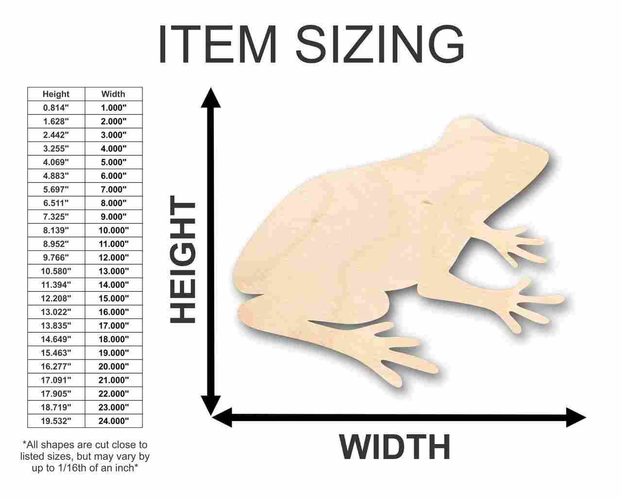 DIY Unfinished Wood Frog Shapes for Spring Crafts up to 24 Inches