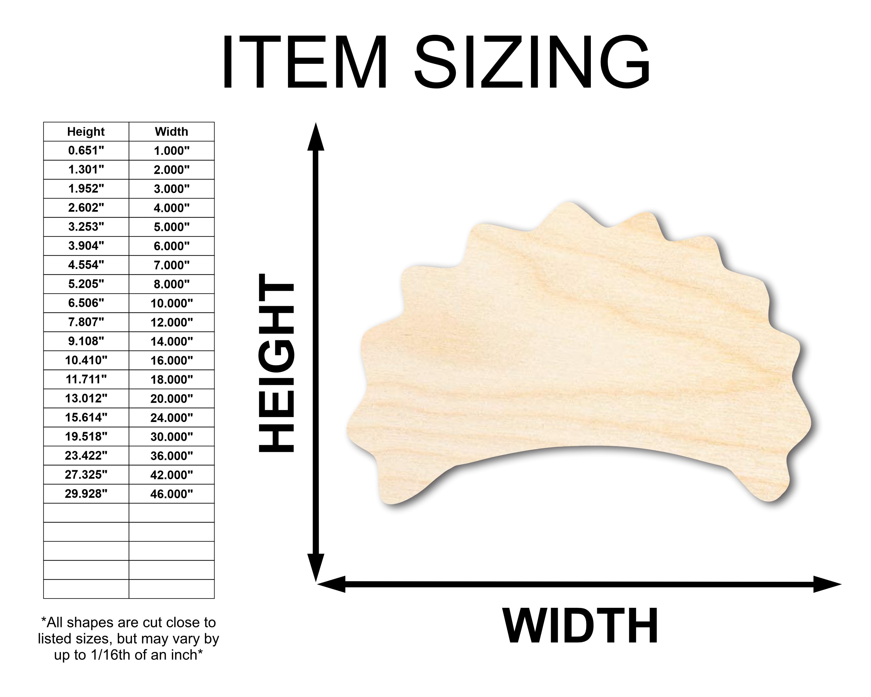 Unfinished Baltic Birch Wood Pierogi Silhouette Shape for Crafts (Up to 36')