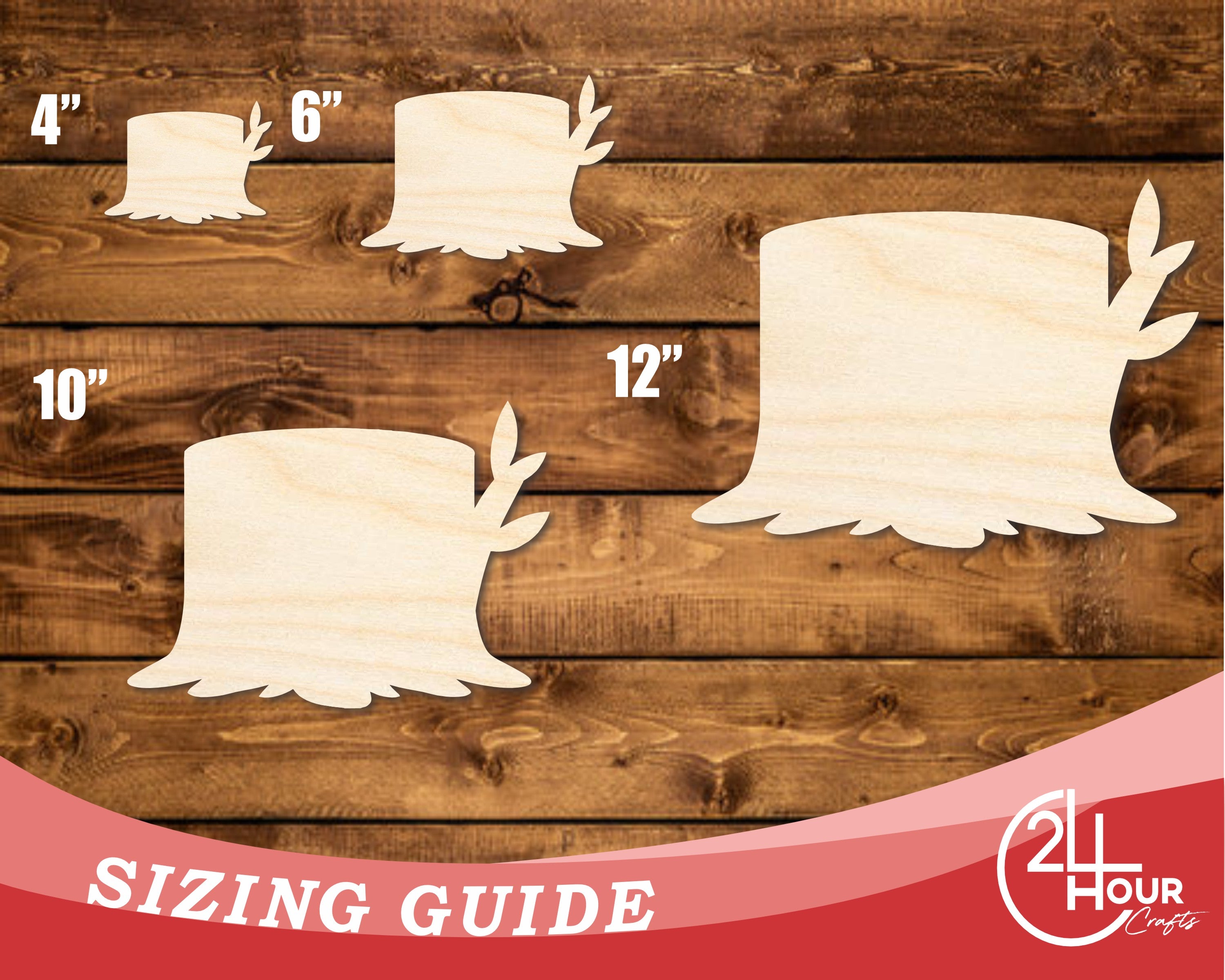 Unfinished Baltic Birch Wood Cutout in Wooden Stump Shape for Up to 46 DIY Crafts