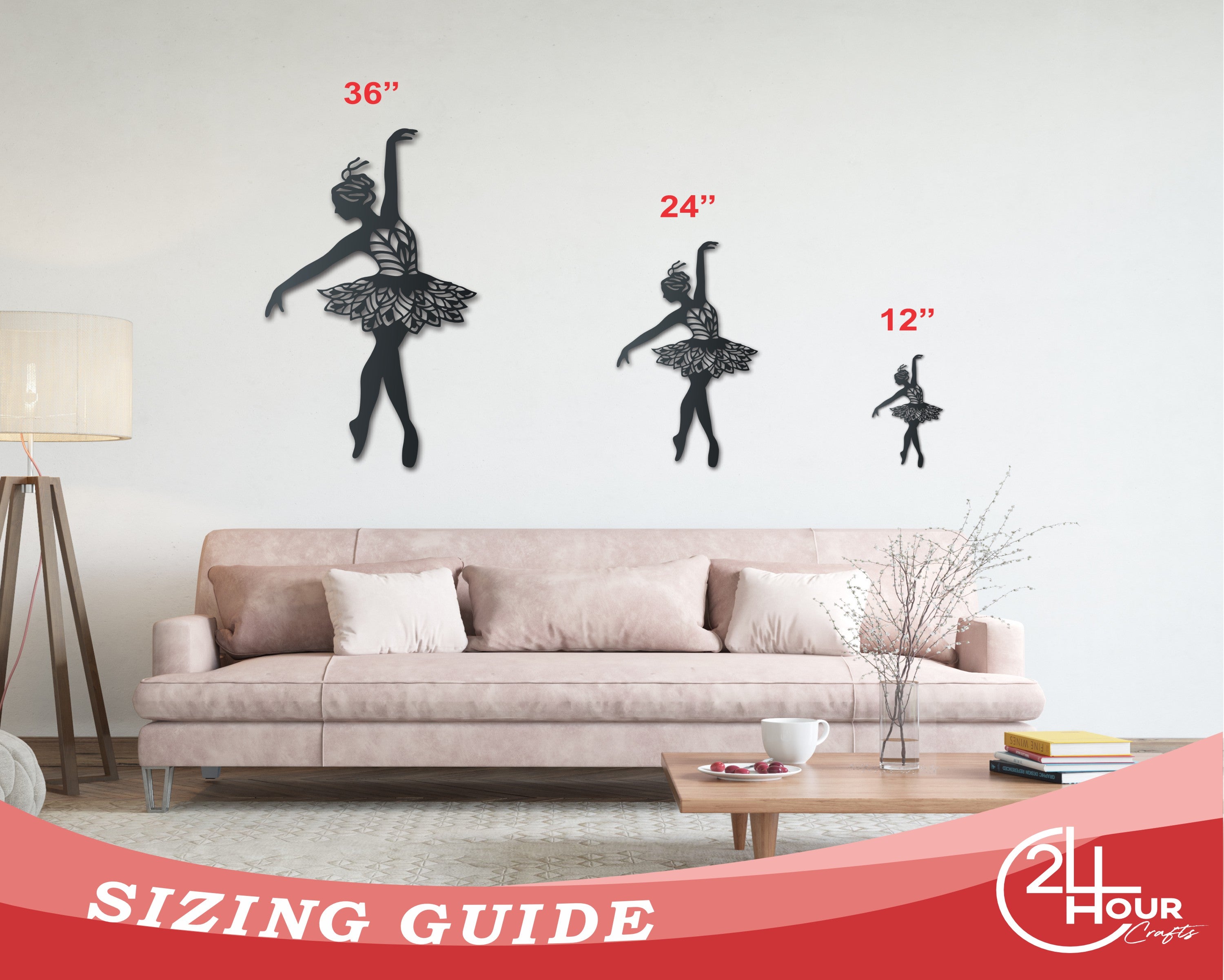 Indoor/Outdoor Metal Ballerina Dancer Wall Art with Over 20 Color Choices
