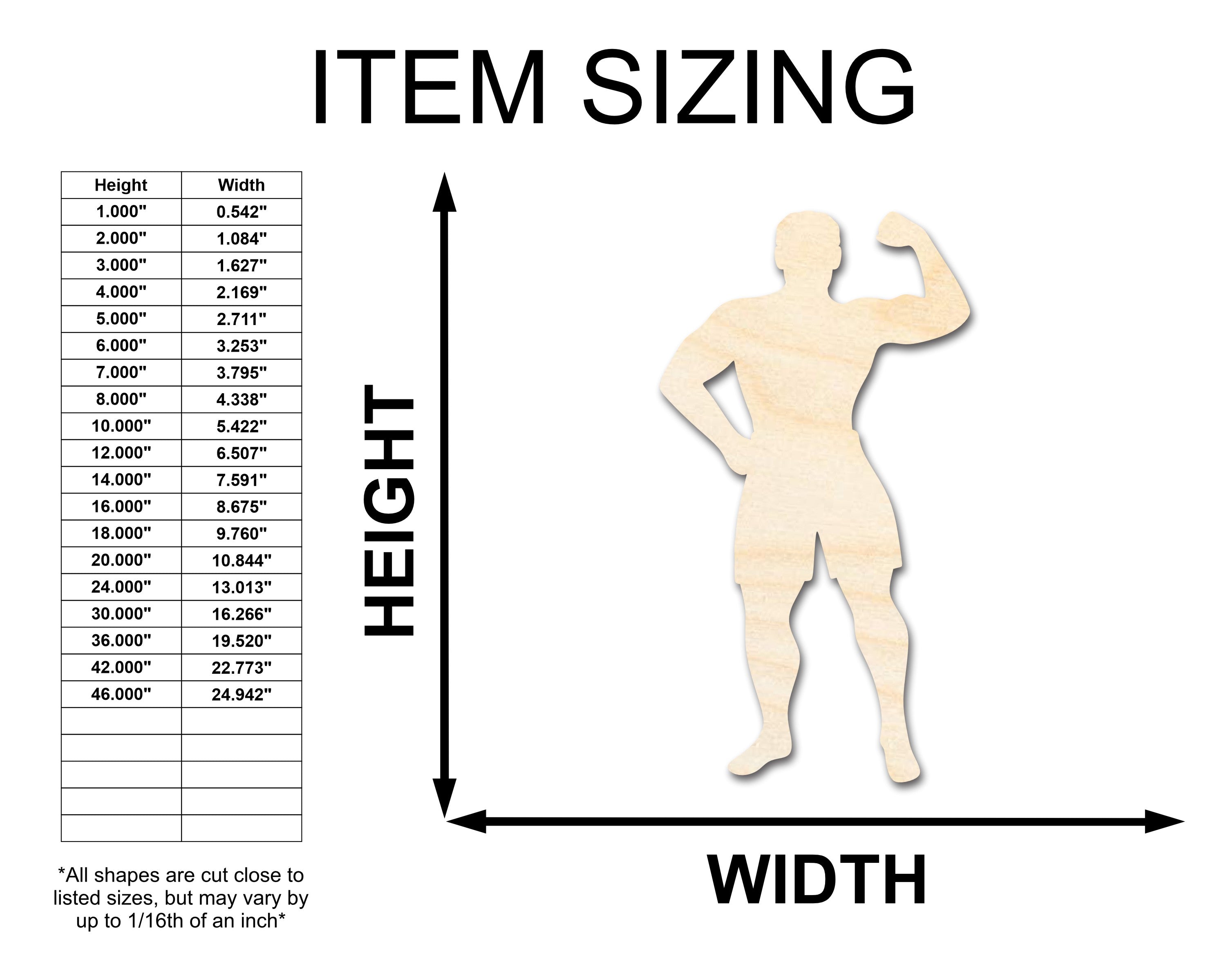 Unfinished Baltic Birch Wood Body Builder Shape Craft Items - Ideal for Up to 46 DIY Projects