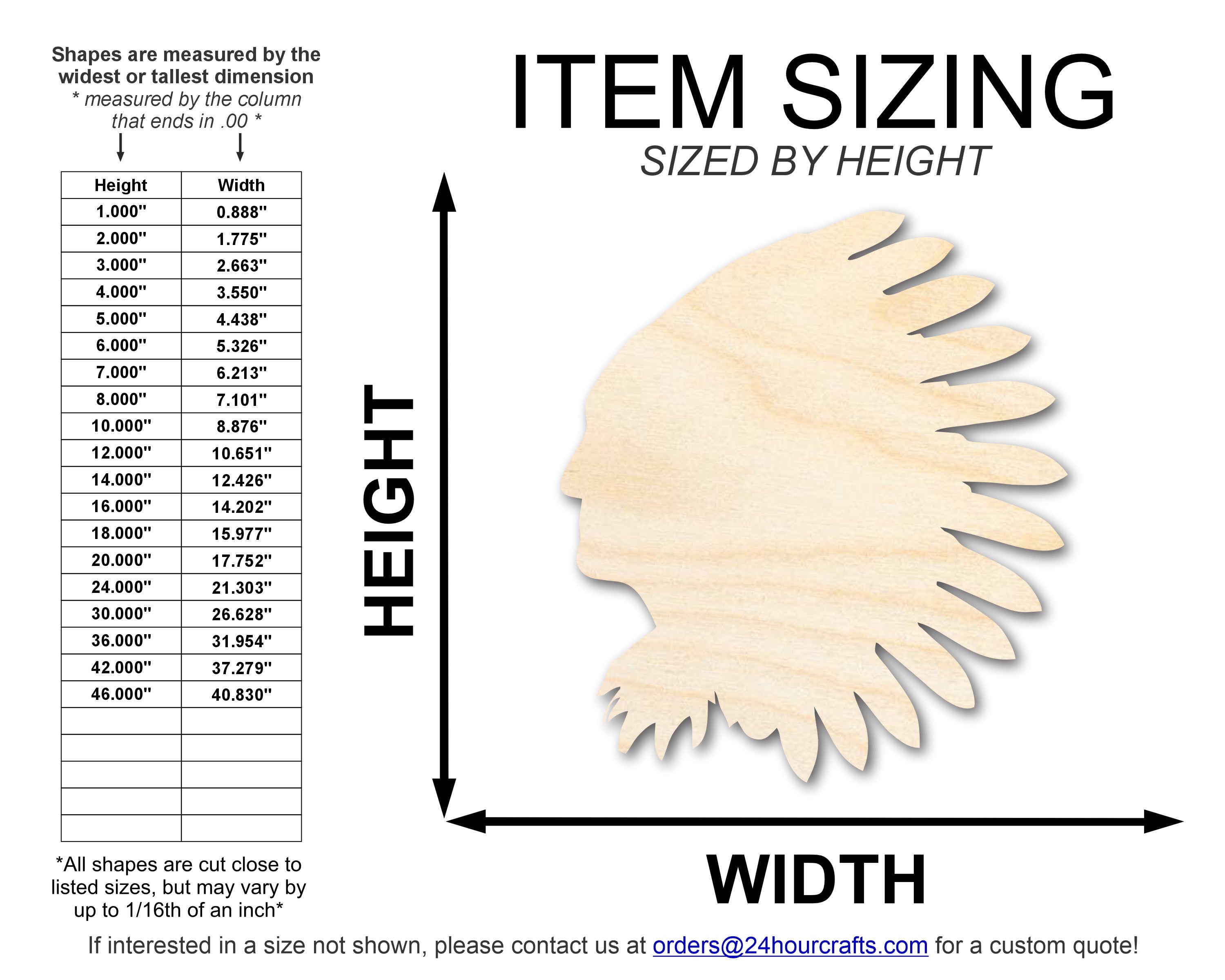 Unfinished Wood Native American Mascot Shape Cutout for DIY Crafts | Up to 46 Inches and Ideal for Multiple DIY Projects