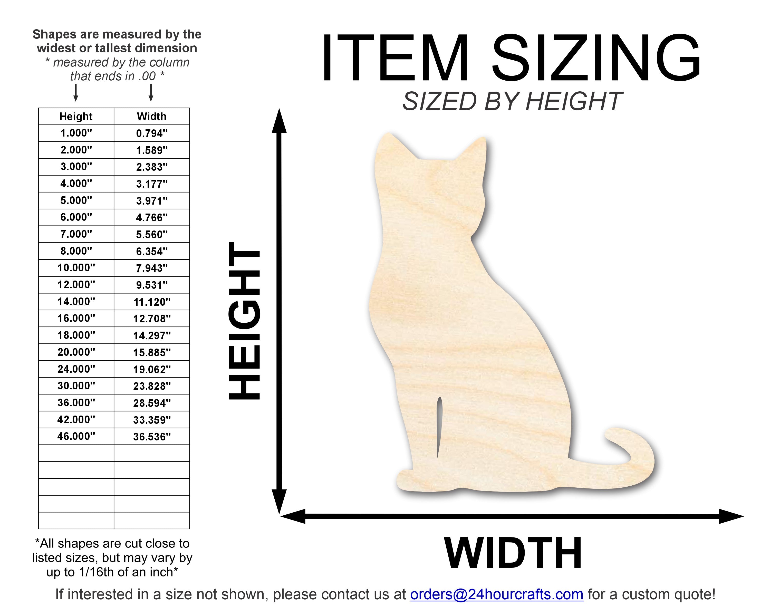 Unfinished DIY Craft Cutout in the Shape of a Spooky Sitting Cat | Up to 46 Inches for Various DIY Projects
