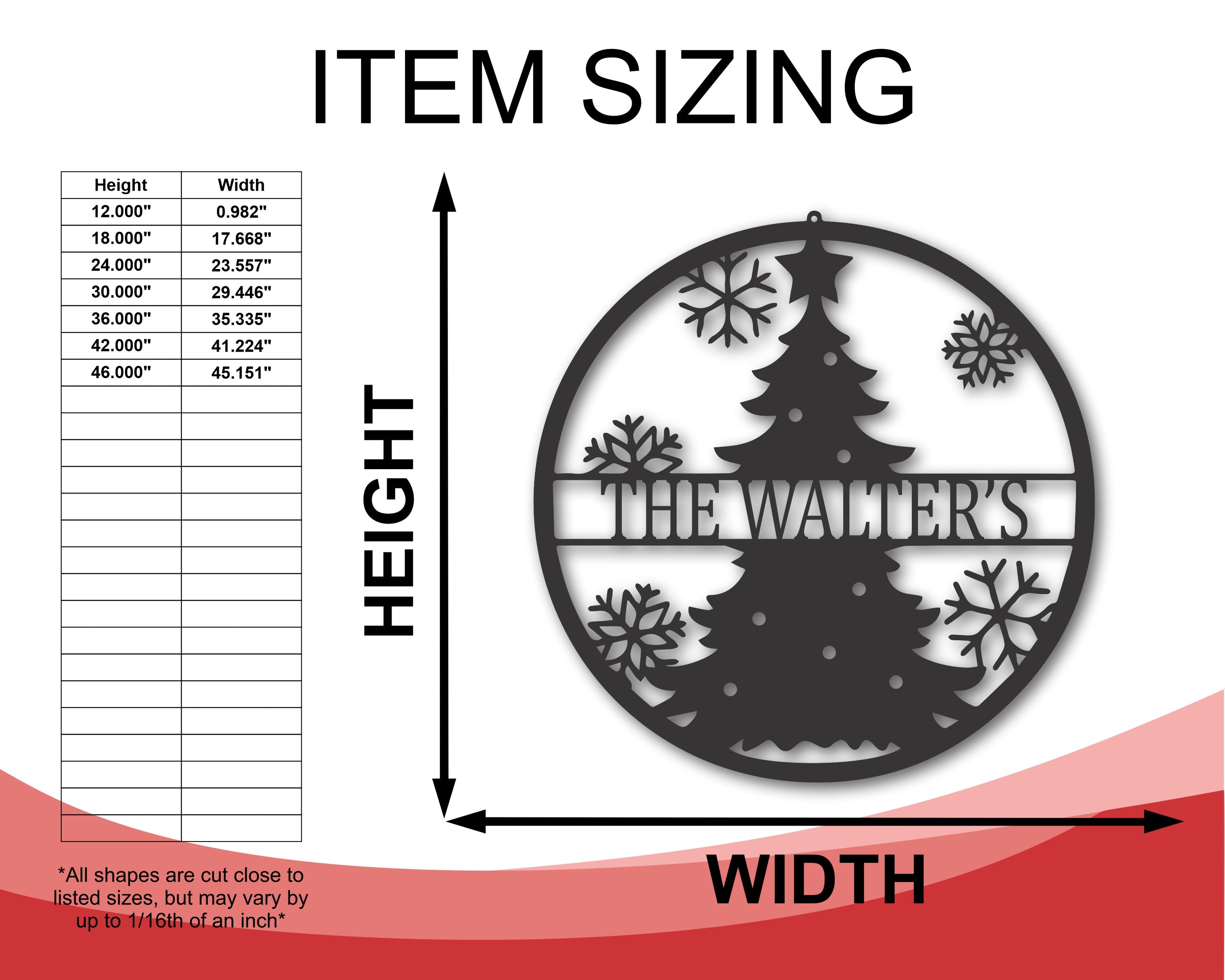 Personalized Metal Christmas Tree Family Sign with 15 Color Choices