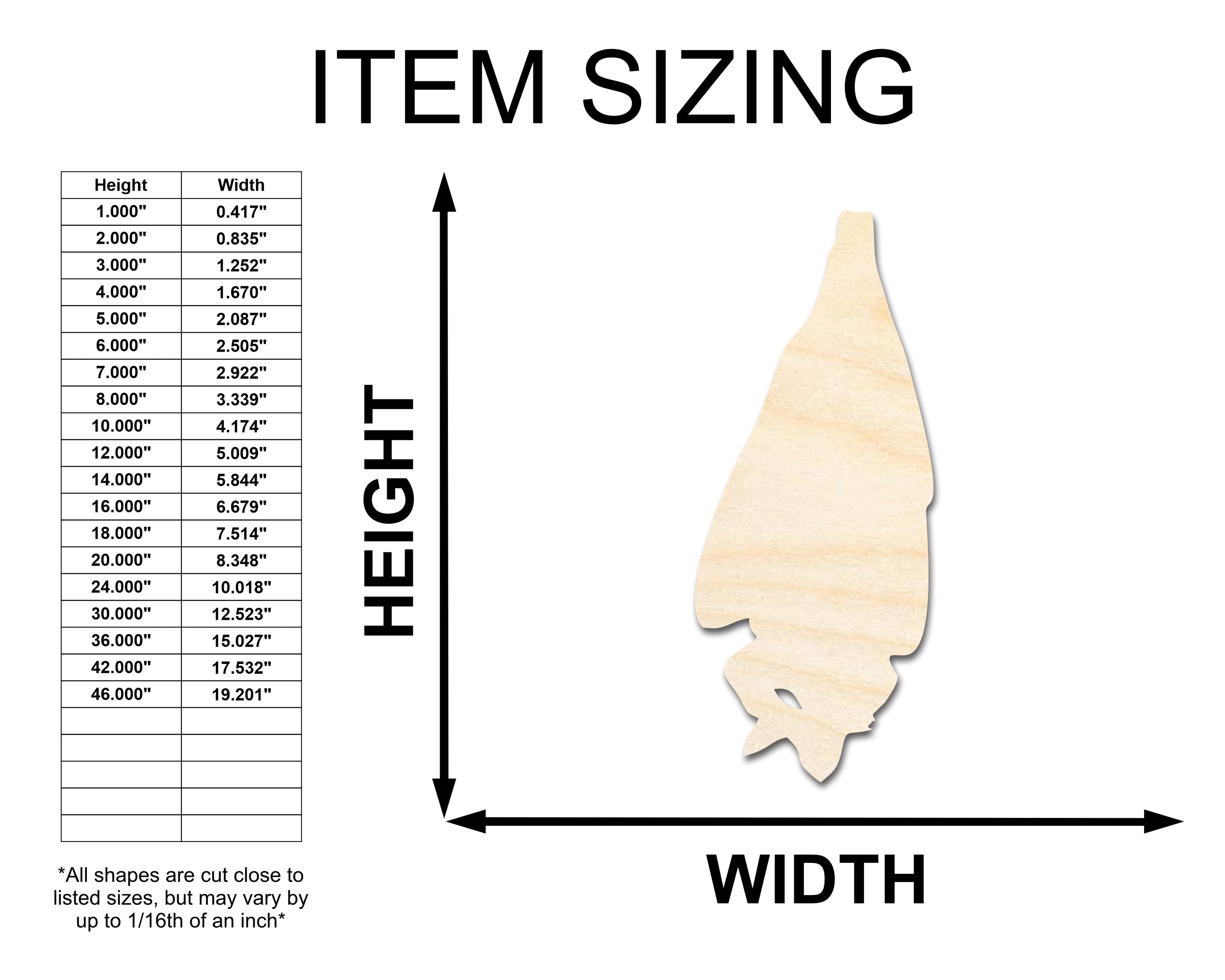 Unfinished Craft - Wood Hanging Bat Shape with Sizes Up to 46 Inches
