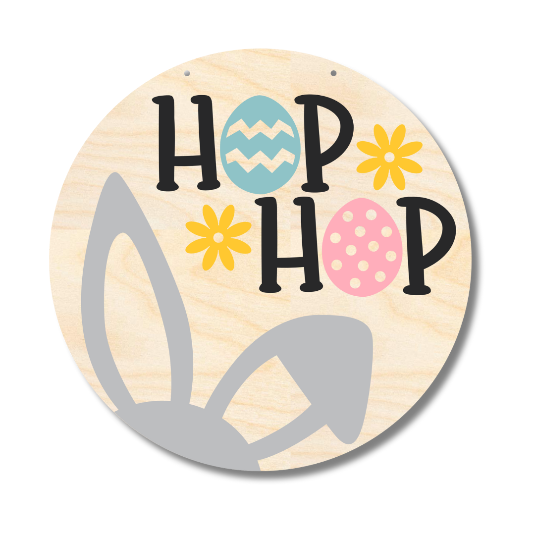 Unfinished Easter Wood Door Sign Kit for Hop Hop Decorations | 1/4 - Inch Thick Wood Craft Cutouts