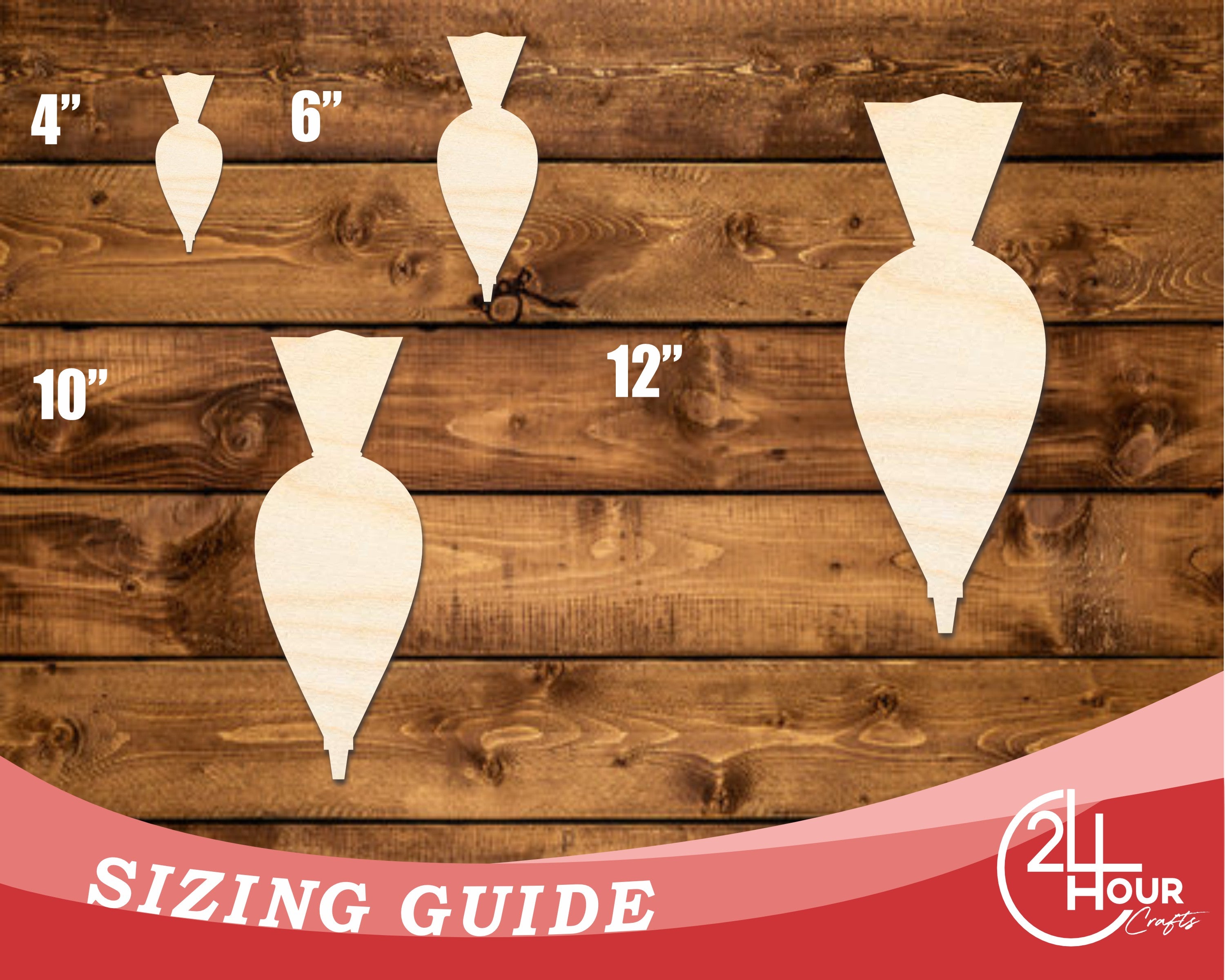 Unfinished DIY Craft Cutout in Wood Piping Bag Shape | Up to 46 Different DIY Options