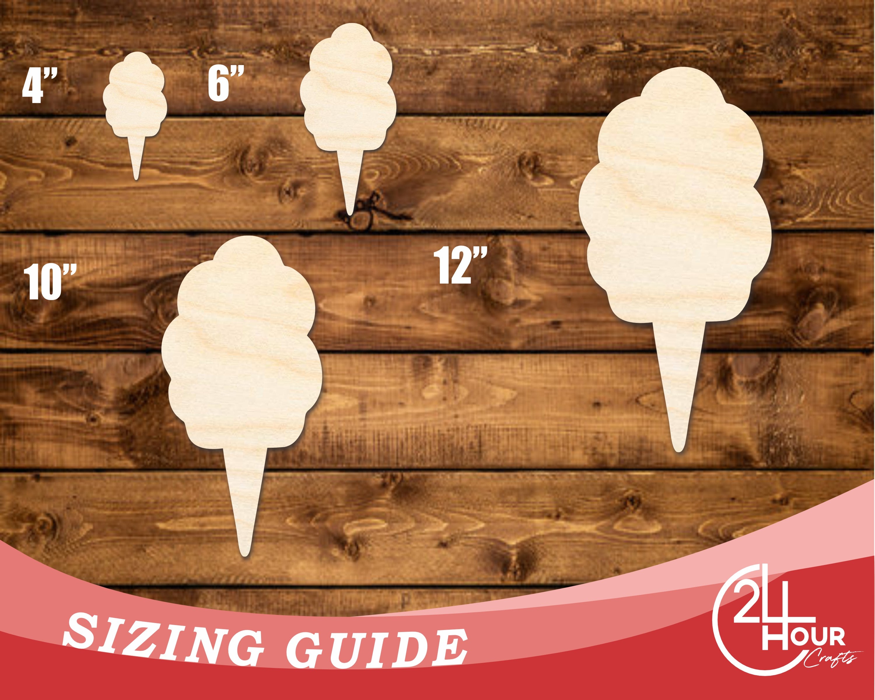 DIY Unfinished Baltic Birch Wood Fluffy Cotton Candy Shape Cutouts up to 46 Inches