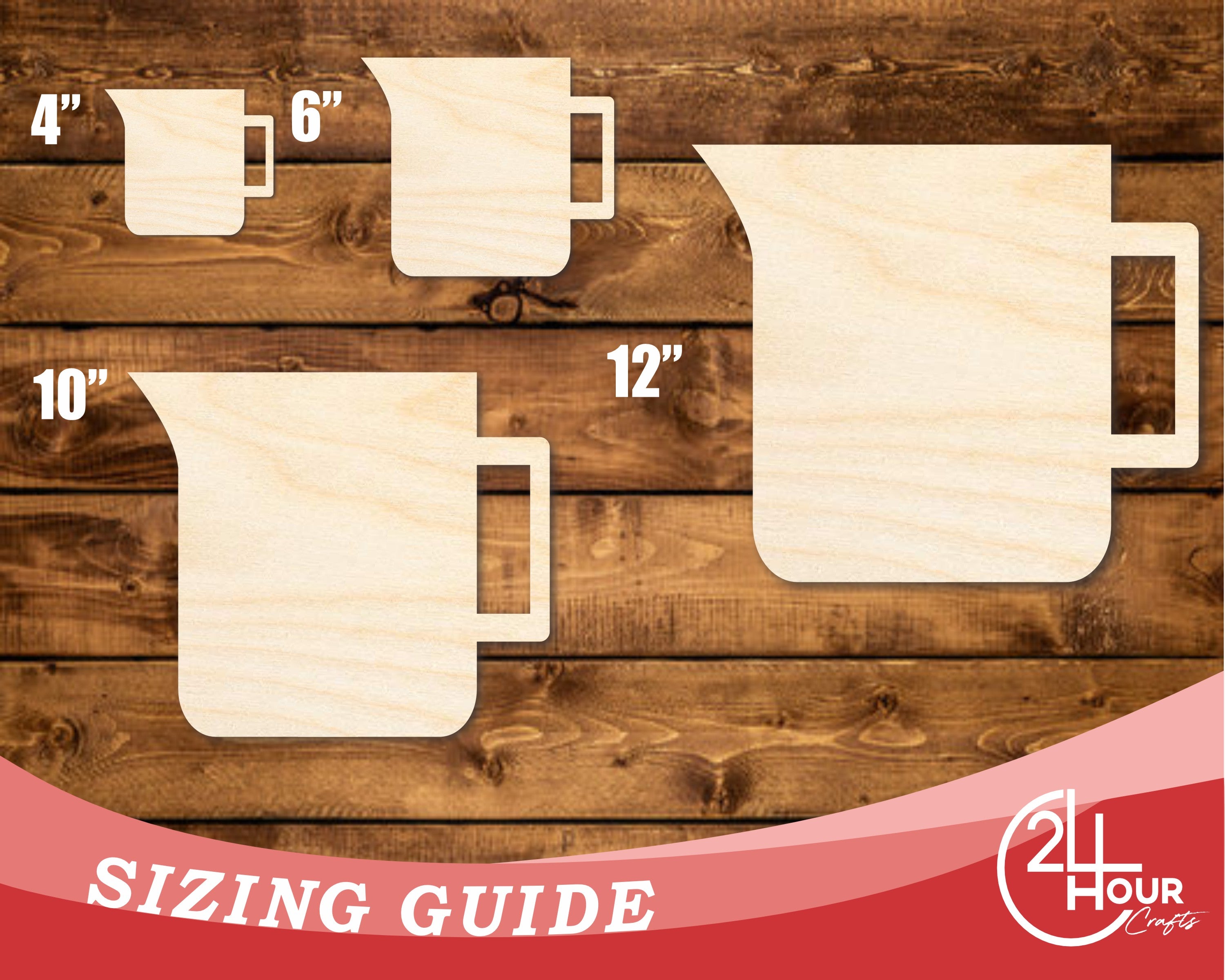 Unfinished Baltic Birch Measuring Cup Shape DIY Craft Cutouts, Up to 46 Inches