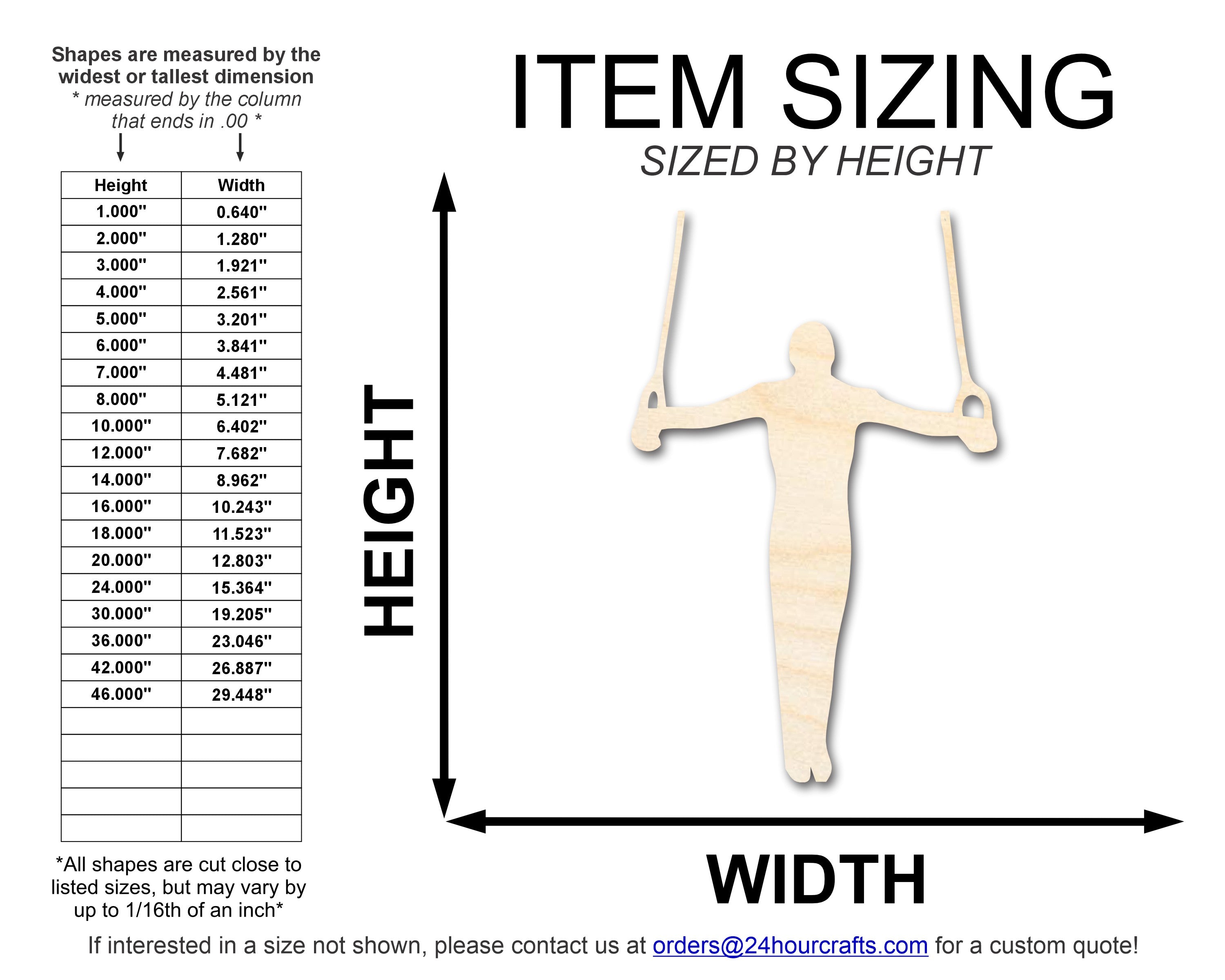 Unfinished Baltic Birch Gymnastics Iron Cross DIY Craft Cutout, Up to 46 Inches