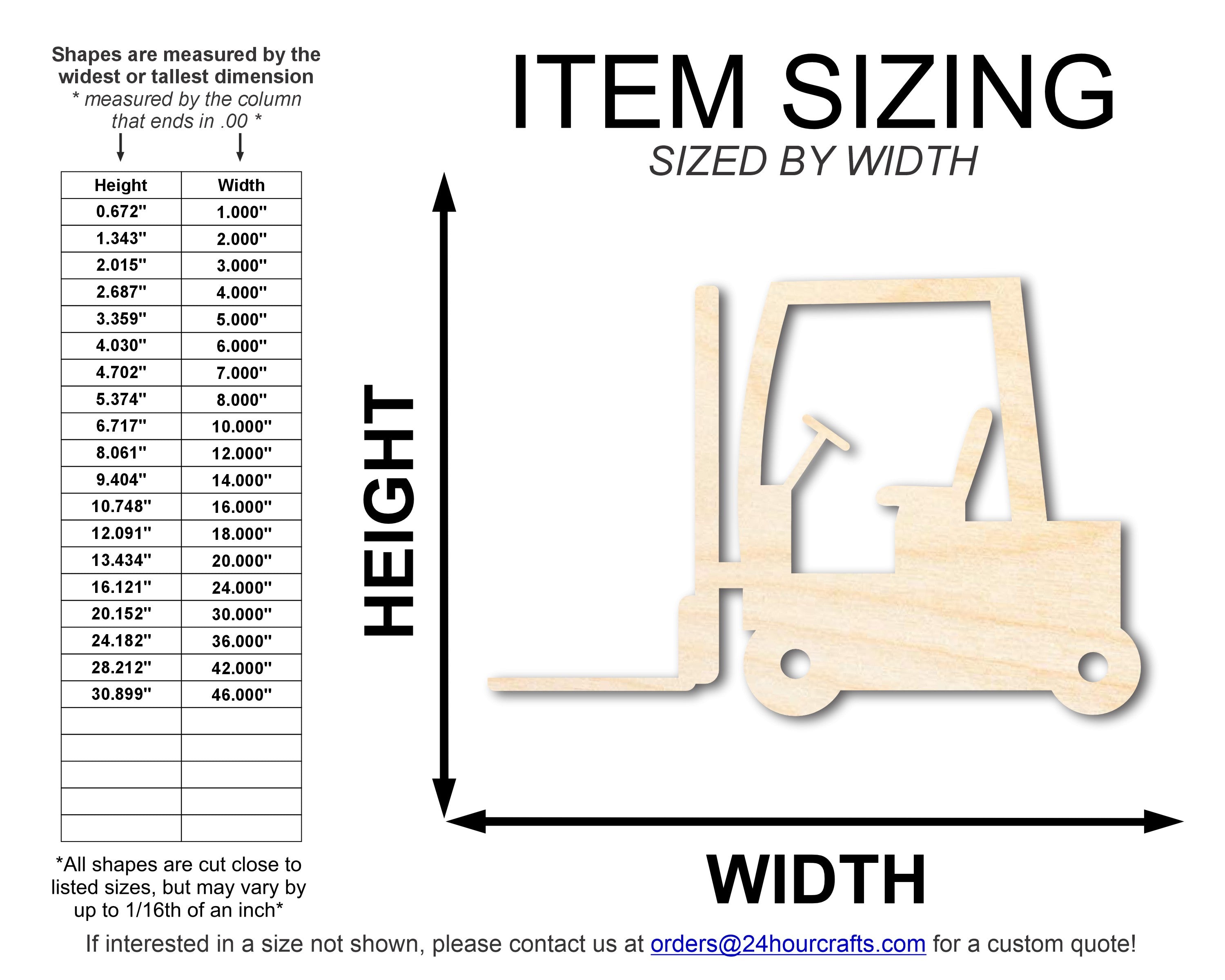 DIY Unfinished Baltic Birch Wood Fork Lift Shape Cutouts up to 46 Inches