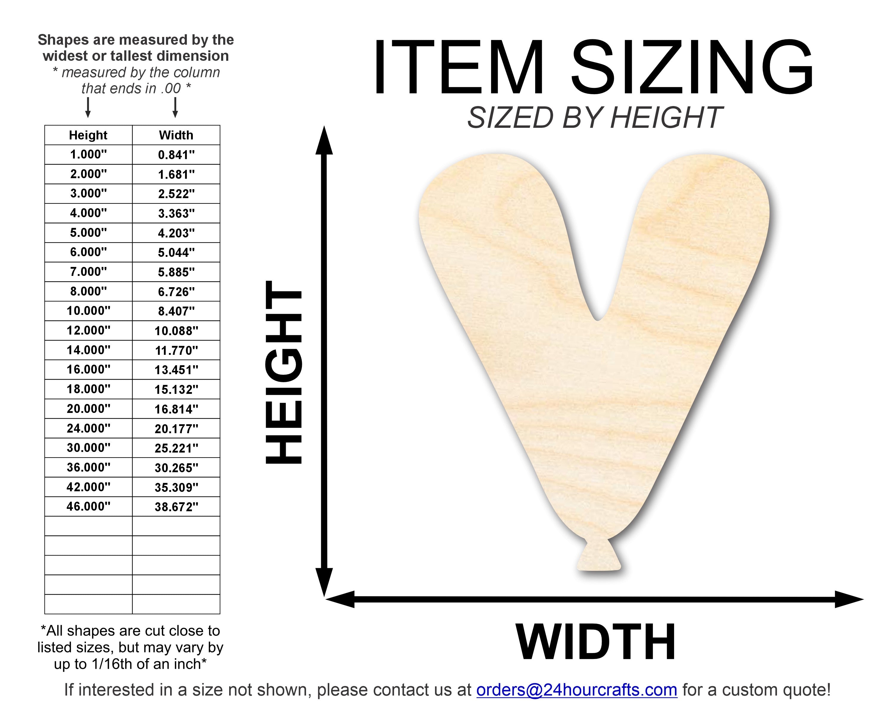 Unfinished Baltic Birch V - Shape Balloon Letter for Up to 46 DIY Crafts