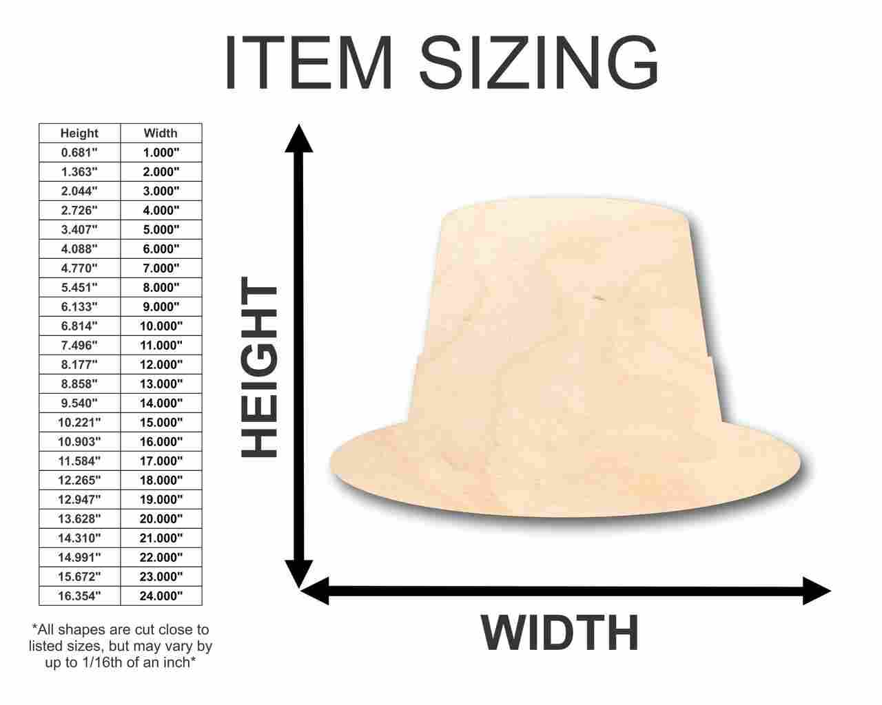 Unfinished Baltic Birch Plywood Leprechaun Hat Shape for St Patrick's Day DIY Crafts - Sizes Up to 46 Inches