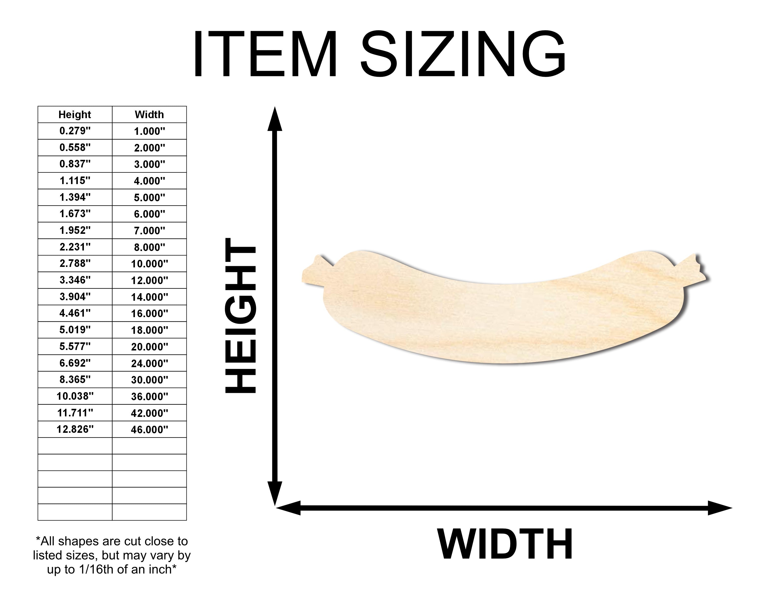 Unfinished Baltic Birch Sausage Shape Craft Cutouts up to 46 inches for DIY
