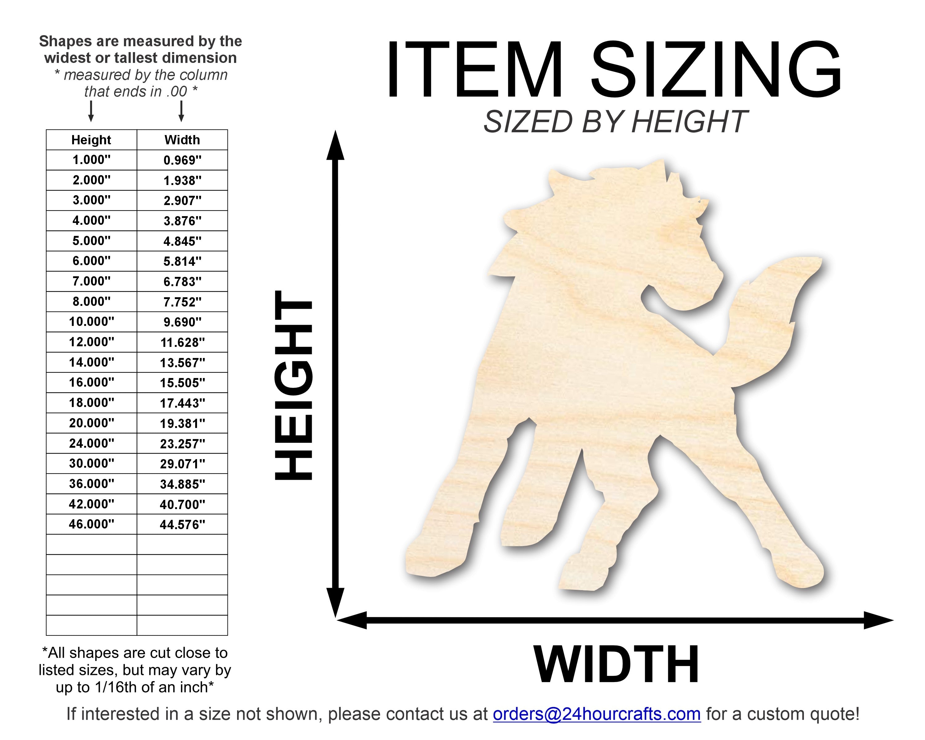 DIY Unfinished Premium Wood Mustang Mascot Cutout, Up to 46 Inches