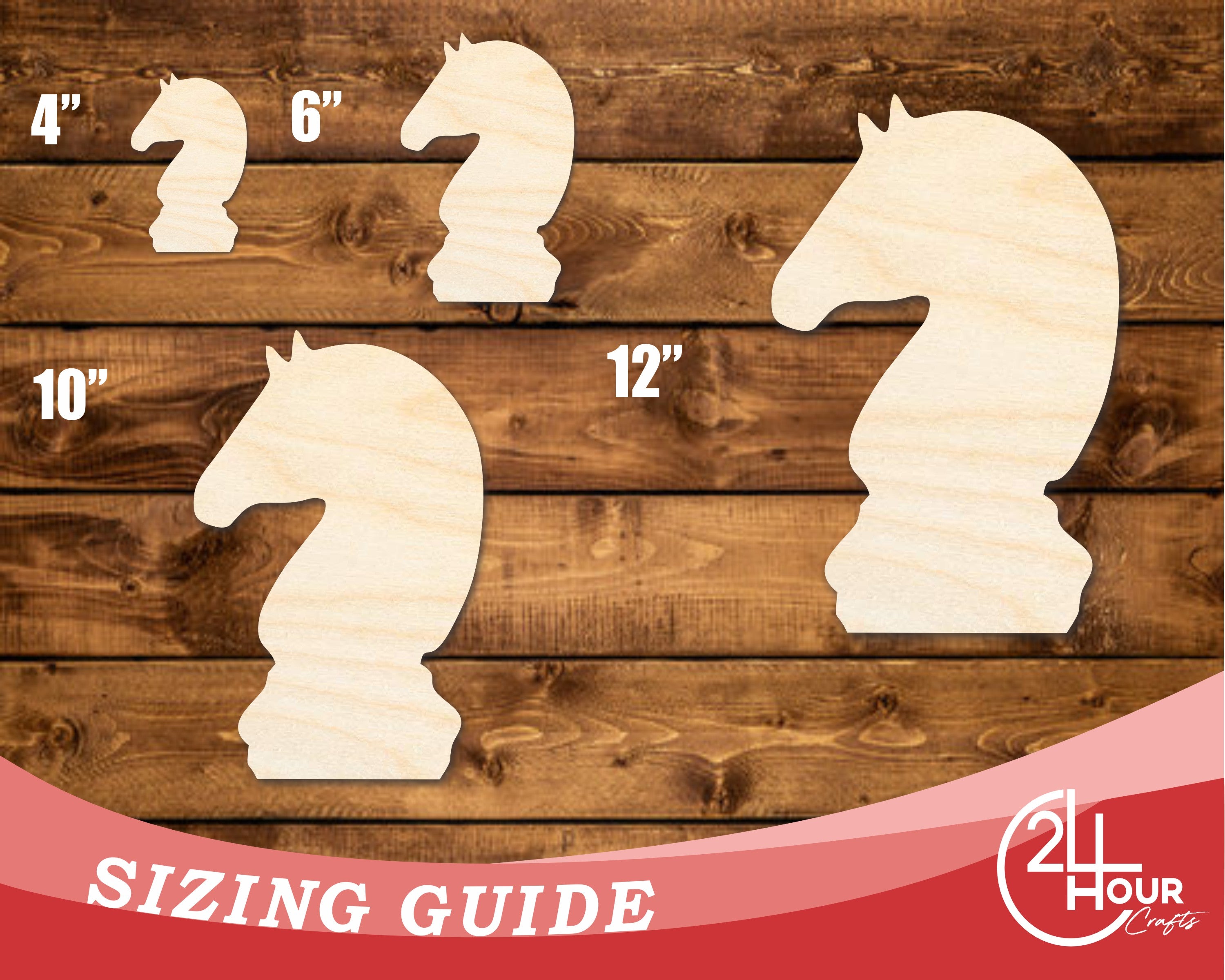 DIY Unfinished Baltic Birch Wood Chess Knight Shape Cutouts up to 46 Inches