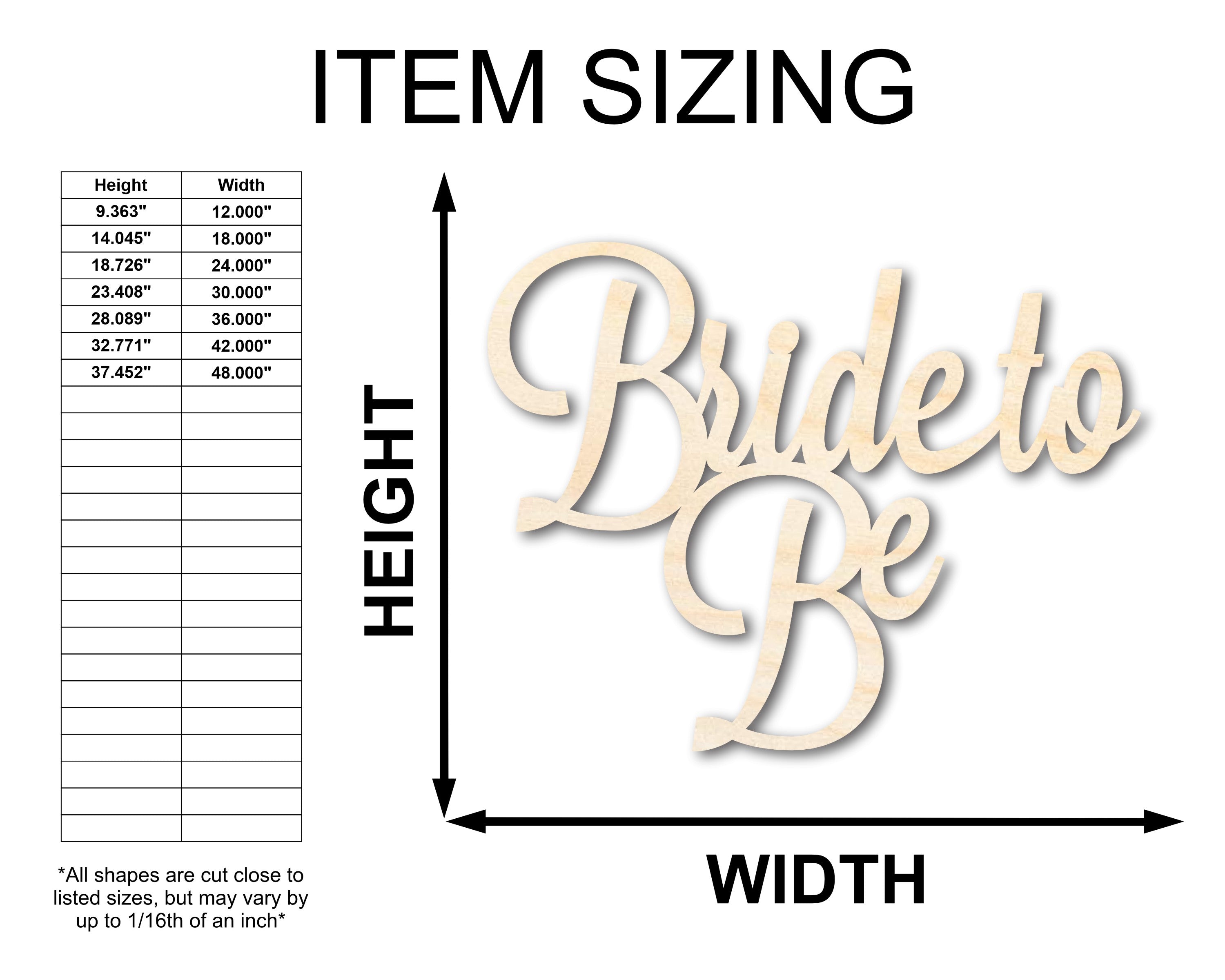 DIY Unfinished Wood Bride-to-Be Shape for Wedding Crafts - Up to 46 Inches