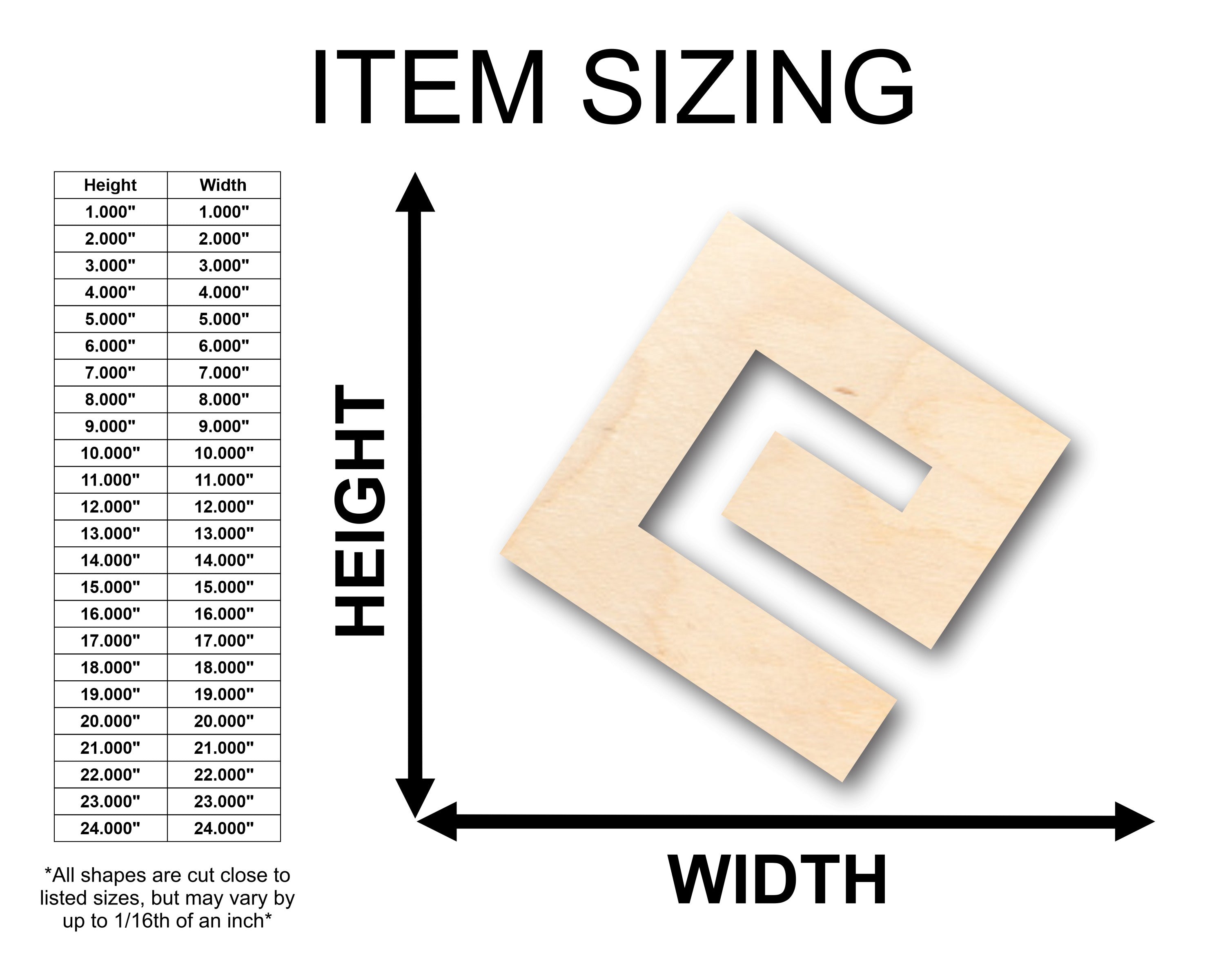 DIY Unfinished Wood Greek Key Symbol Shapes Up to 46 Inches for Crafts
