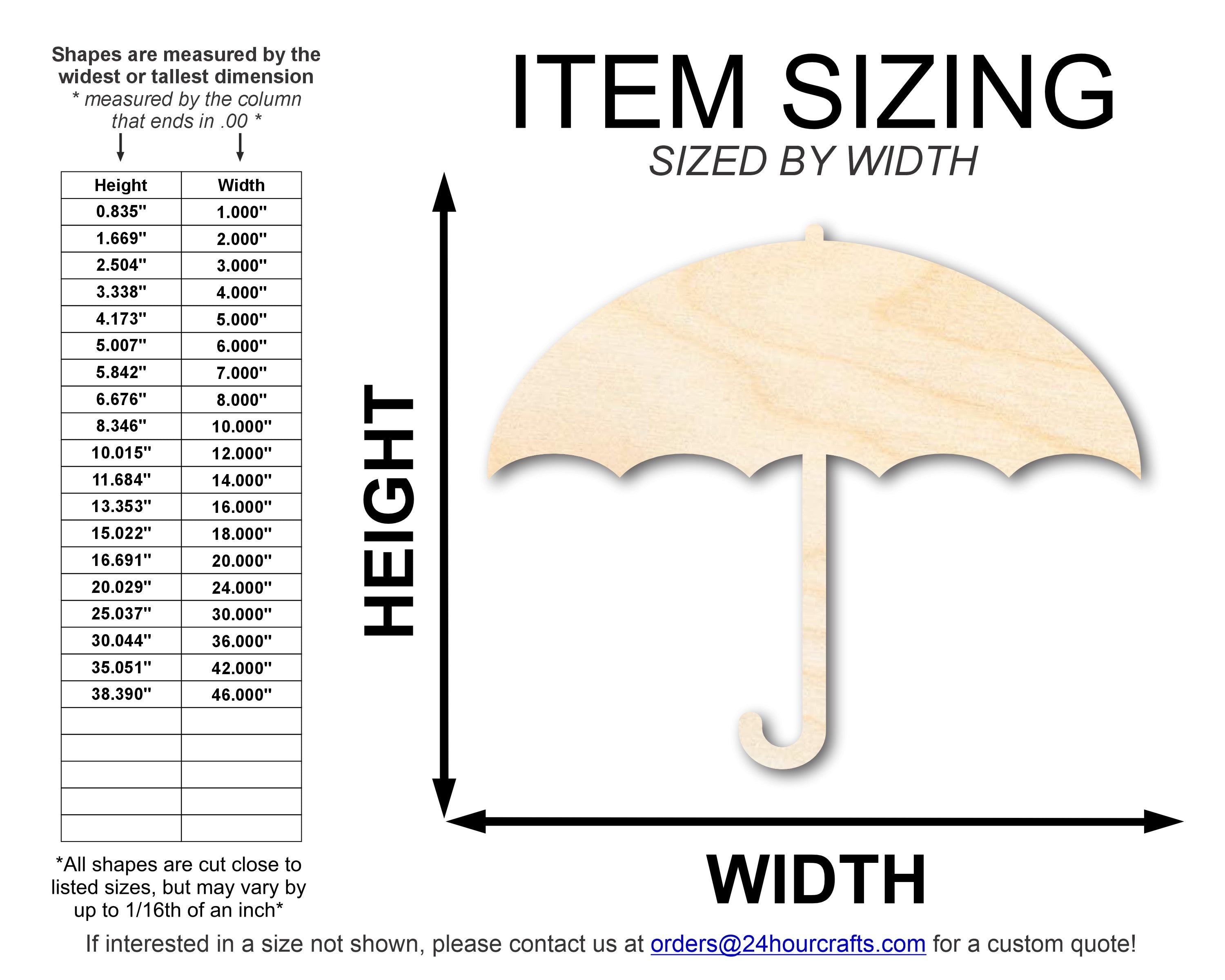 DIY Spring Rain Unfinished Wood Umbrella Shape Cutout up to 46 Inches