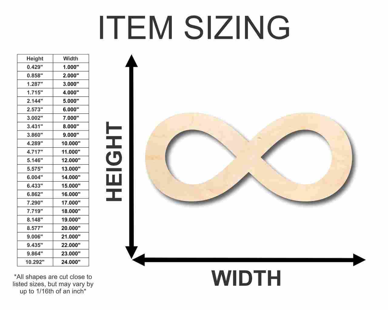 Unfinished Baltic Birch Wood Infinity Symbol Craft Supplies for Up to 46 DIY Projects