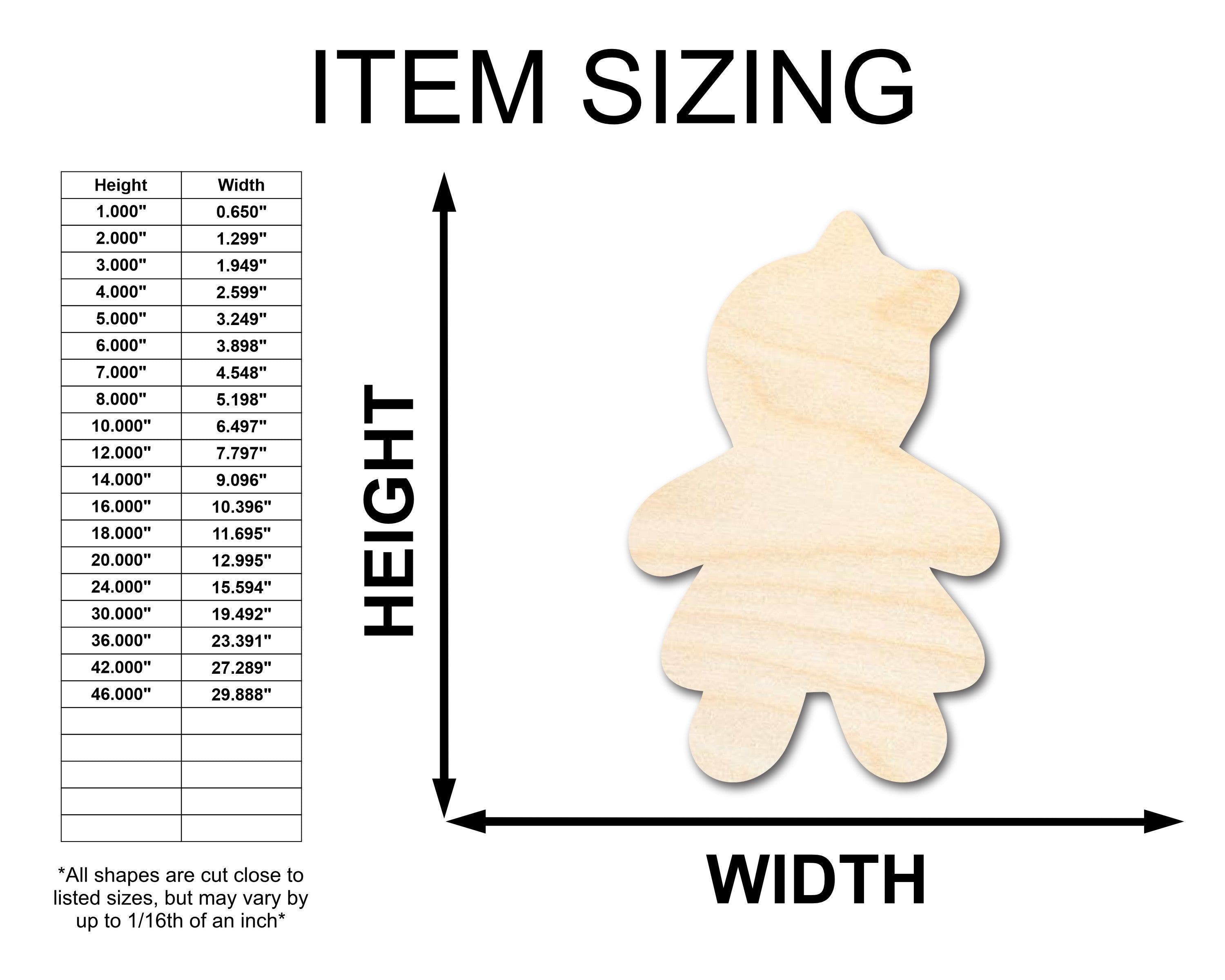 Unfinished Craft Wood Gingerbread Girl Shape for DIY Projects, Available up to 46 Inches