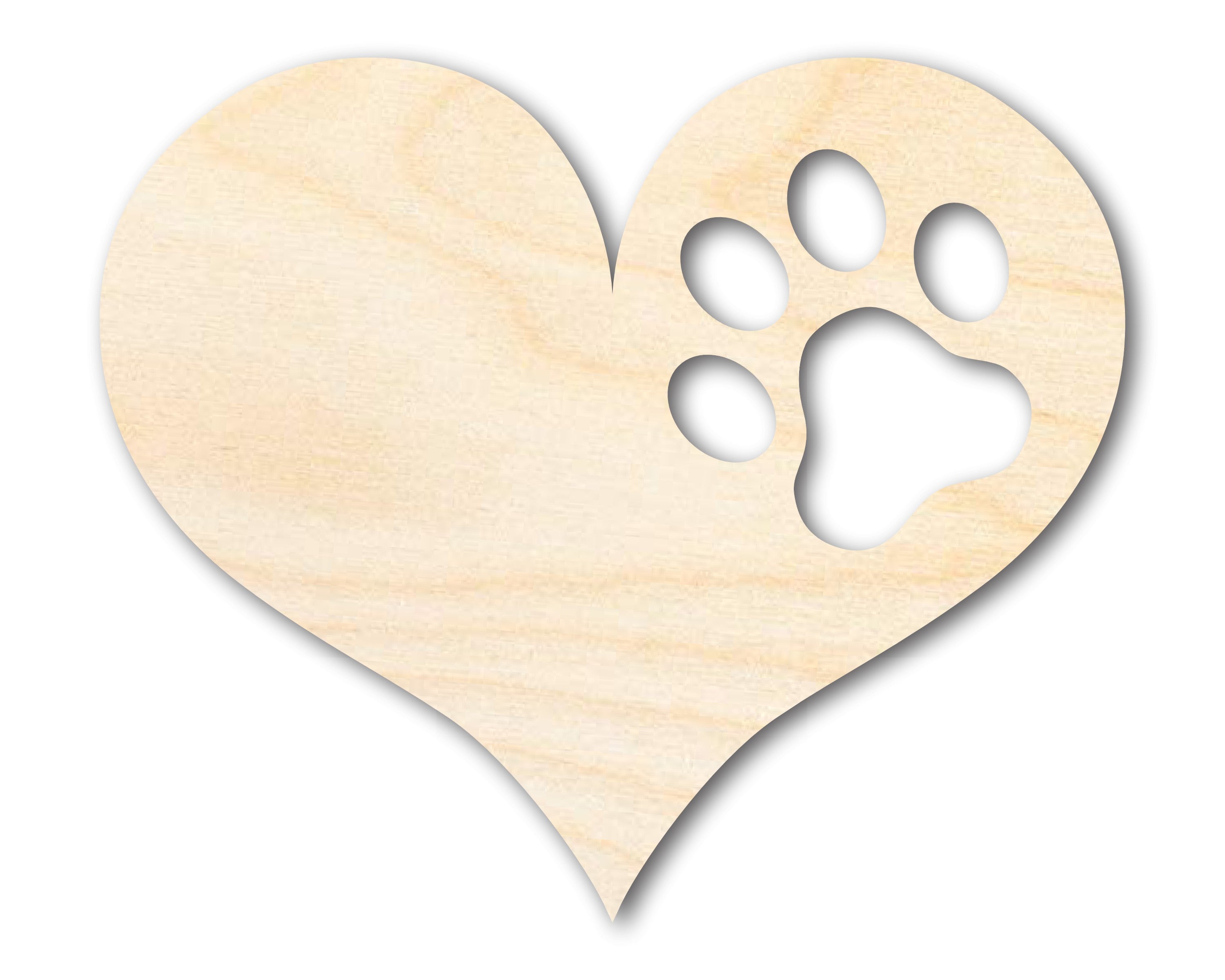 DIY Unfinished Wood Pawprint Heart Shape Cutouts for Valentine's Day, Up to 46 Inches
