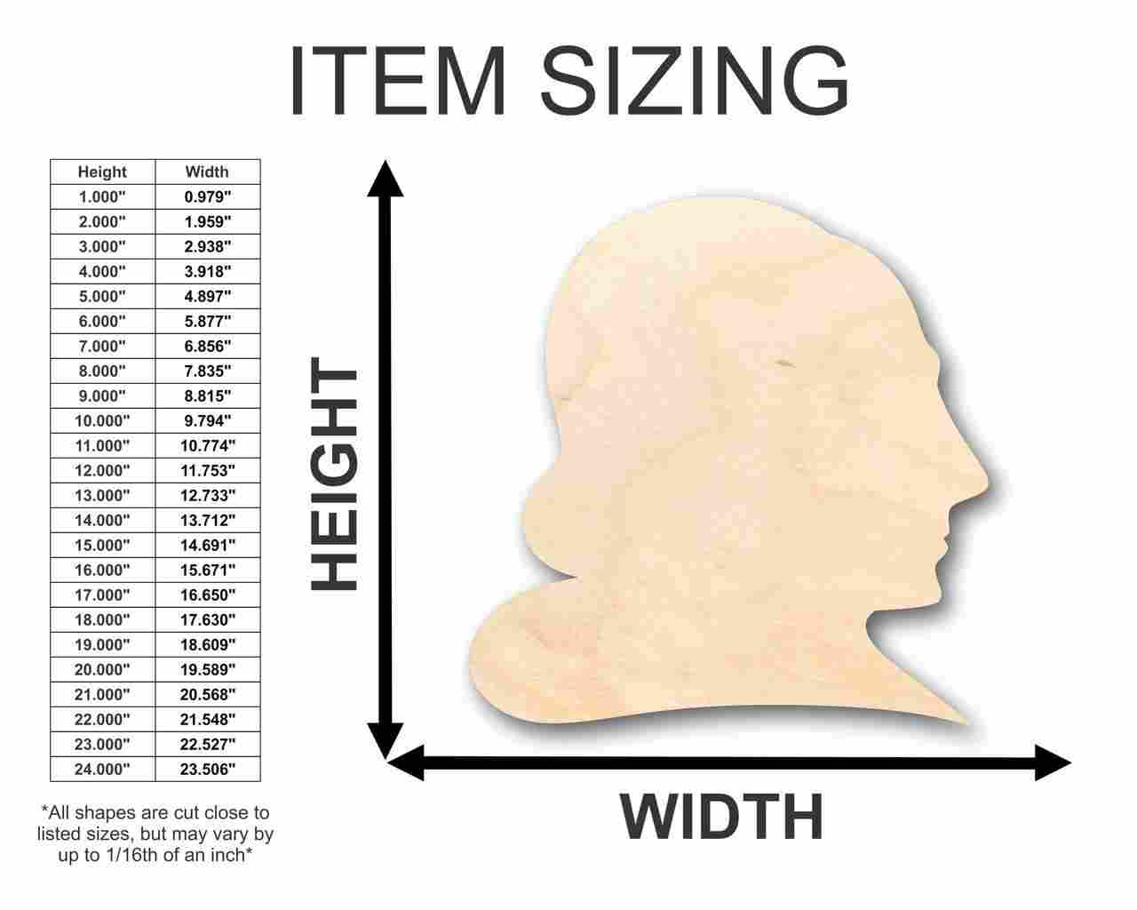 Unfinished Baltic Birch Wood Shakespeare Shape - Ideal for Literature, History, and Craft DIY Projects up to 46 Inches