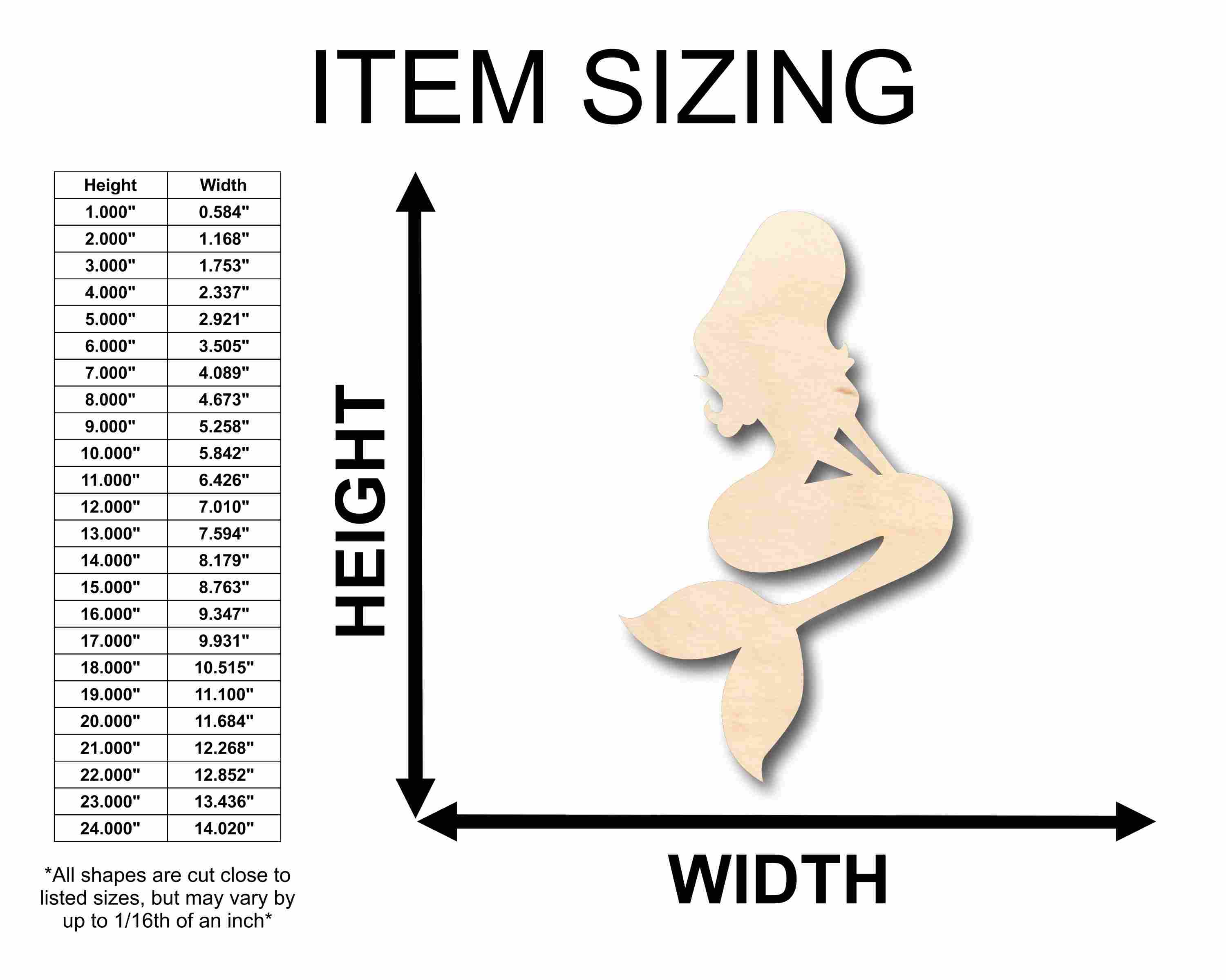 DIY Unfinished Baltic Birch Wood Mermaid Siren Silhouette - Up to 46 Inches