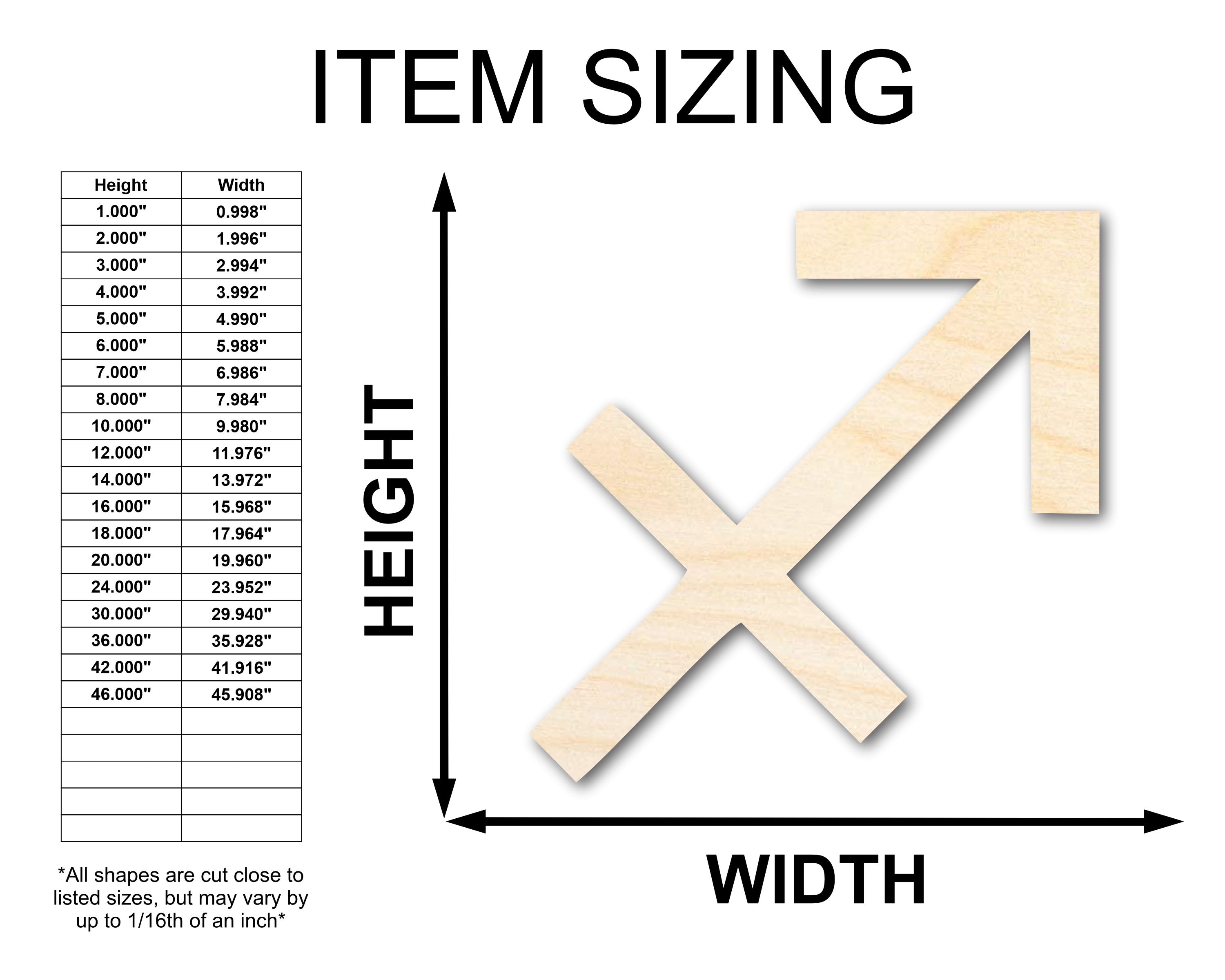 Unfinished Wood Sagittarius Zodiac Sign Shape Craft - Sizes Up to 46 Inches