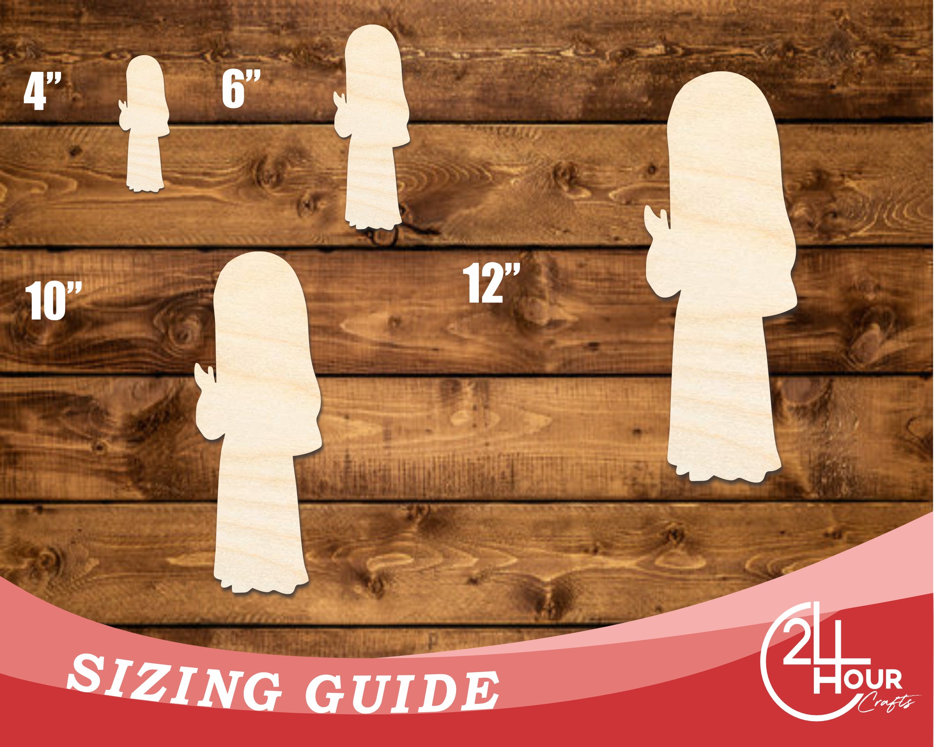 DIY Unfinished Baltic Birch Wood Nun Shape Cutout up to 46 Inches