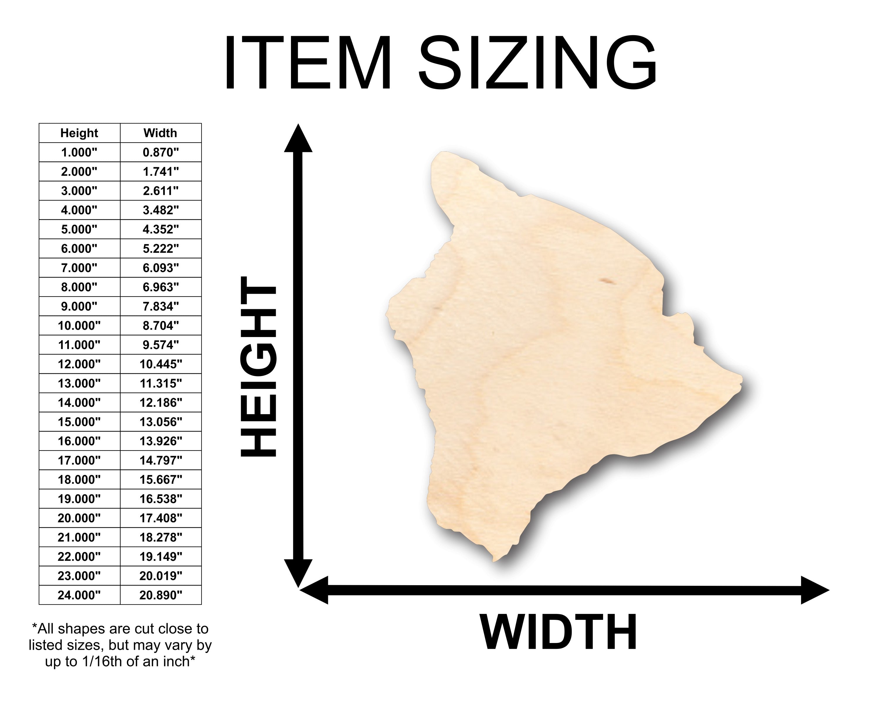 Unfinished Wood Hawaiian Big Island Shape Craft for Up to 46 Do - It - Yourself Projects