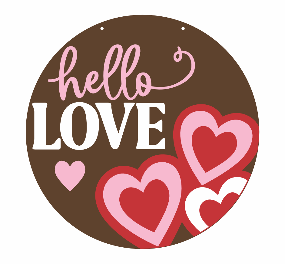 1/4-Inch Thick Unfinished Wood 'Hello Love' Door Sign Craft Kit