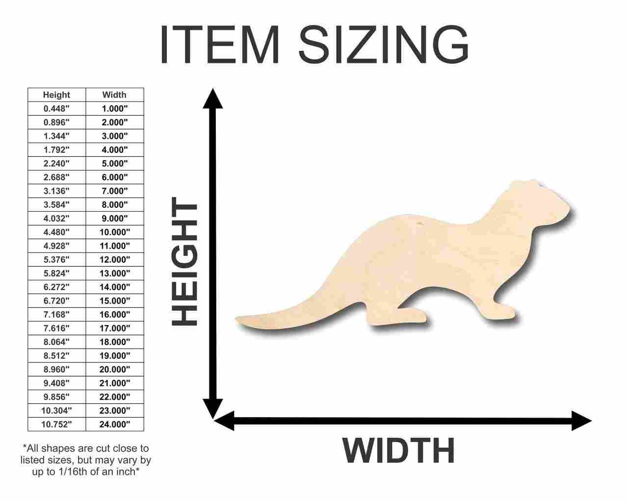 DIY Unfinished Baltic Birch Wood Otter Shapes up to 24 Inches