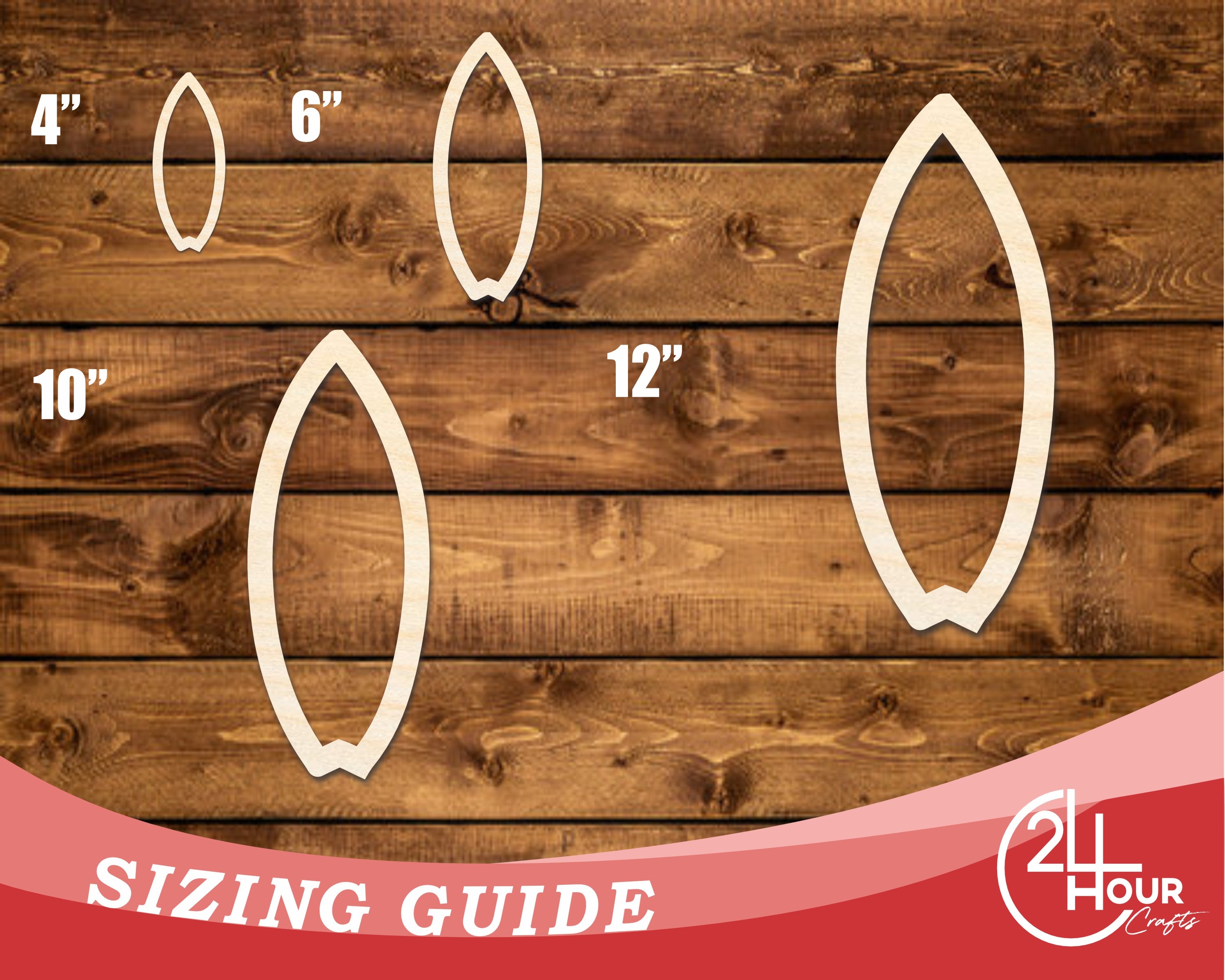 Unfinished DIY Craft Cutout of Wood Fishtail Surfboard Outline Shape - Up to 46 Inches for Do - It - Yourself Projects