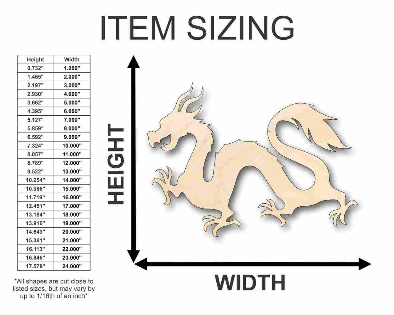 DIY Unfinished Chinese Dragon Shape Wood Crafts up to 46 Inches