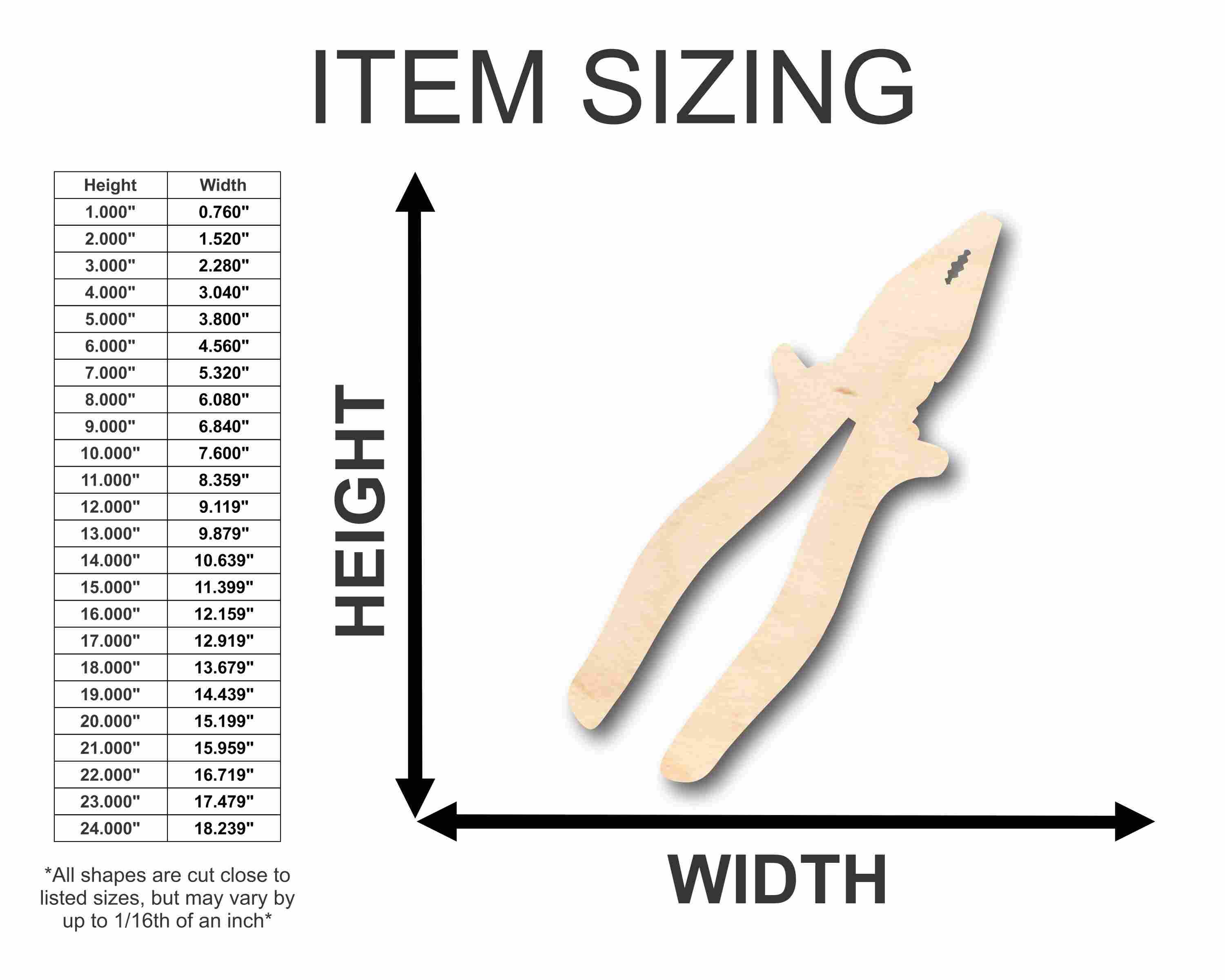 Unfinished Baltic Birch Wood Plier Silhouette for Up to 46 DIY Crafts