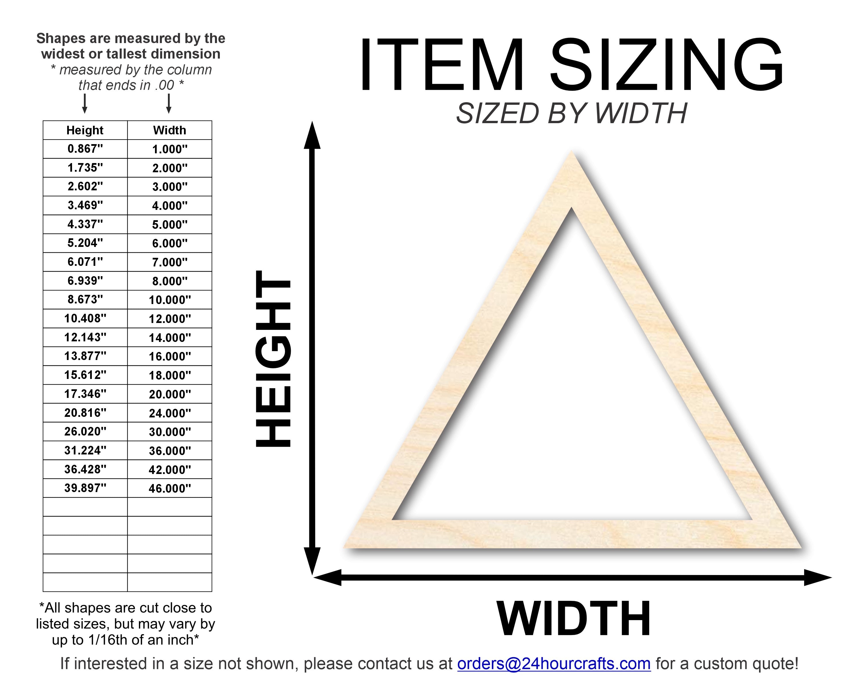 DIY Unfinished Baltic Birch Wood Triangle Outline Shape - Up to 46 Inches
