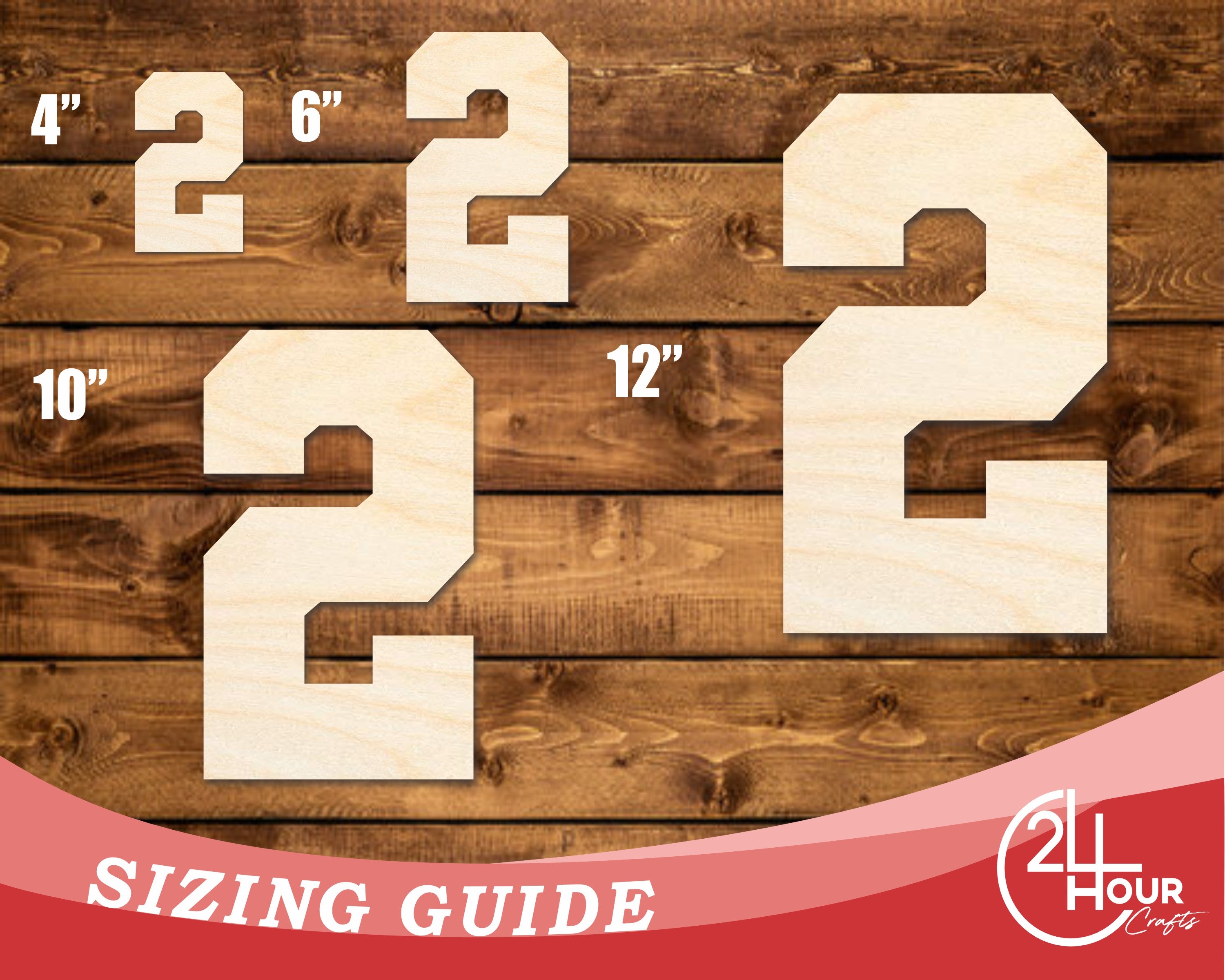 DIY Unfinished Wood Varsity Number Two Shape Cutout, Up to 46 Inches