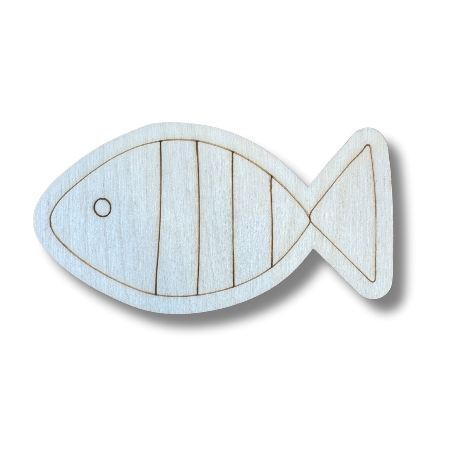 Unfinished DIY Wood Etched Striped Fish-Shaped Craft Pieces for Paint By Line Projects, Up to 30 Pieces