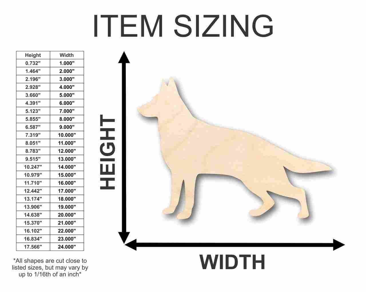 DIY Unfinished Baltic Birch German Shepherd Dog Shape Craft up to 24'