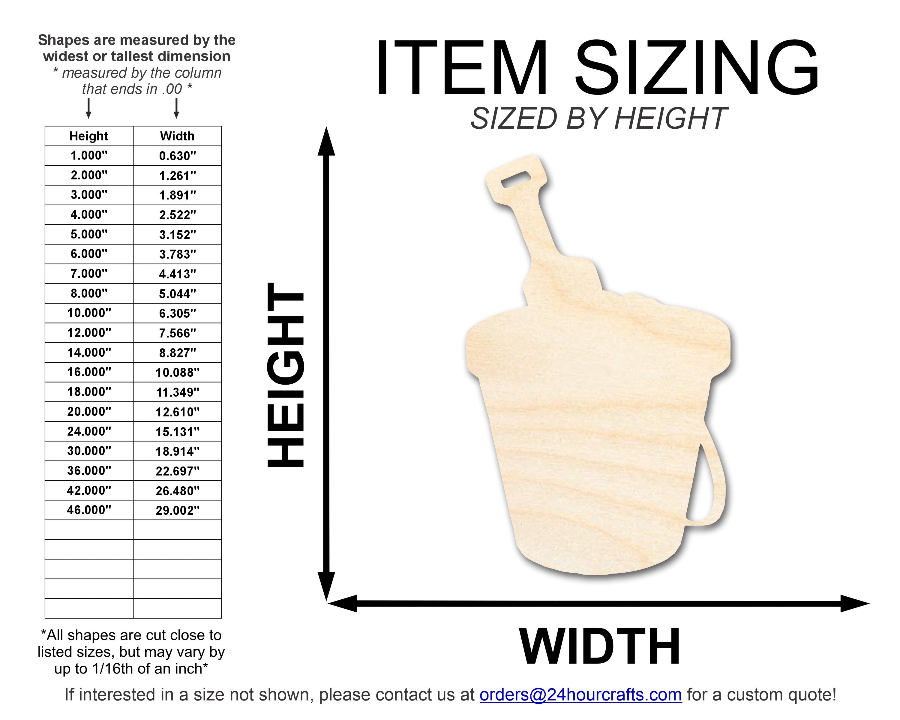 Unfinished DIY Craft Cutout in Wood Pail and Sand Bucket Shape | Up to 46 DIY Projects Available