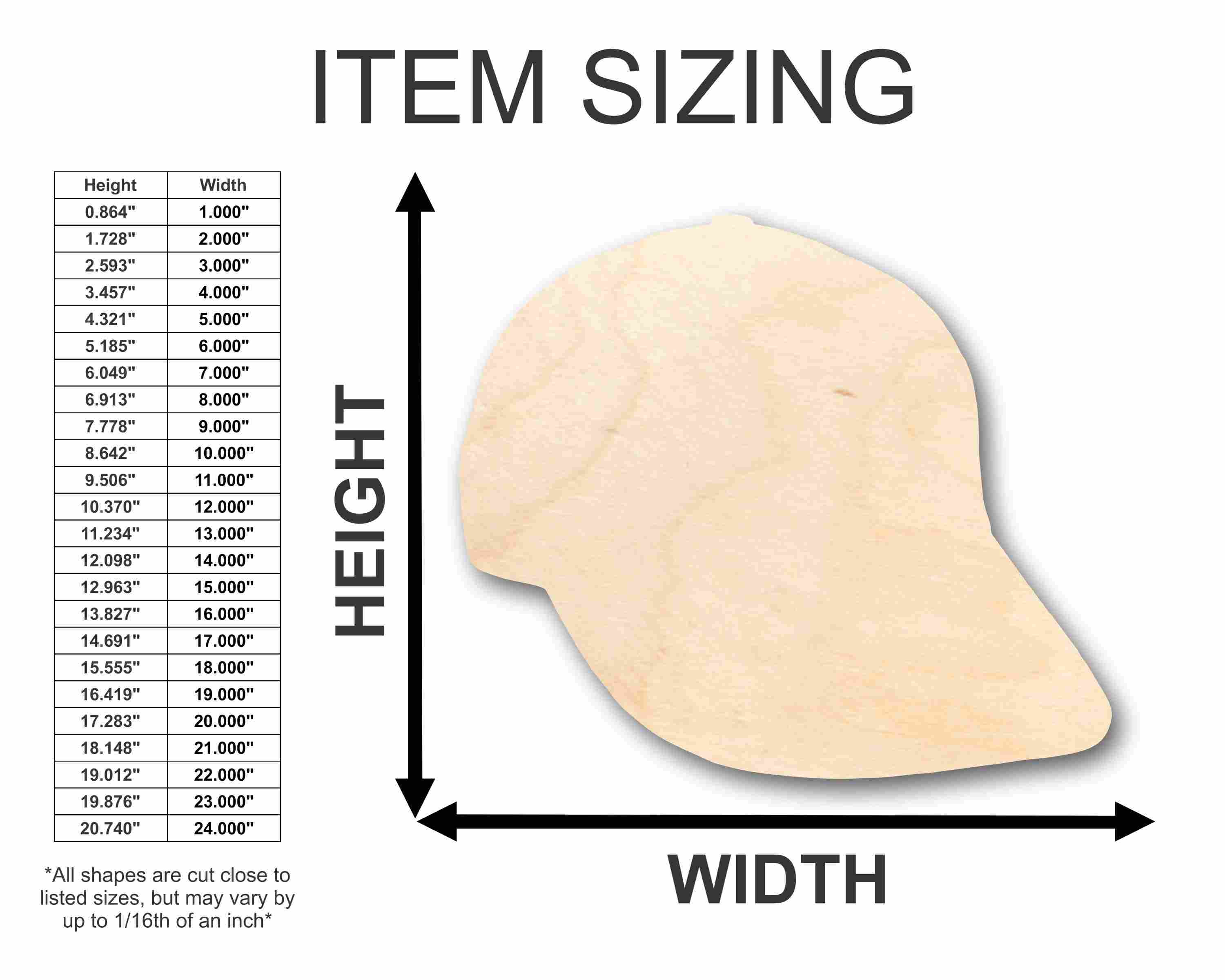 Unfinished Baltic Birch Wood Hat Silhouette for Up to 46 DIY Craft Projects