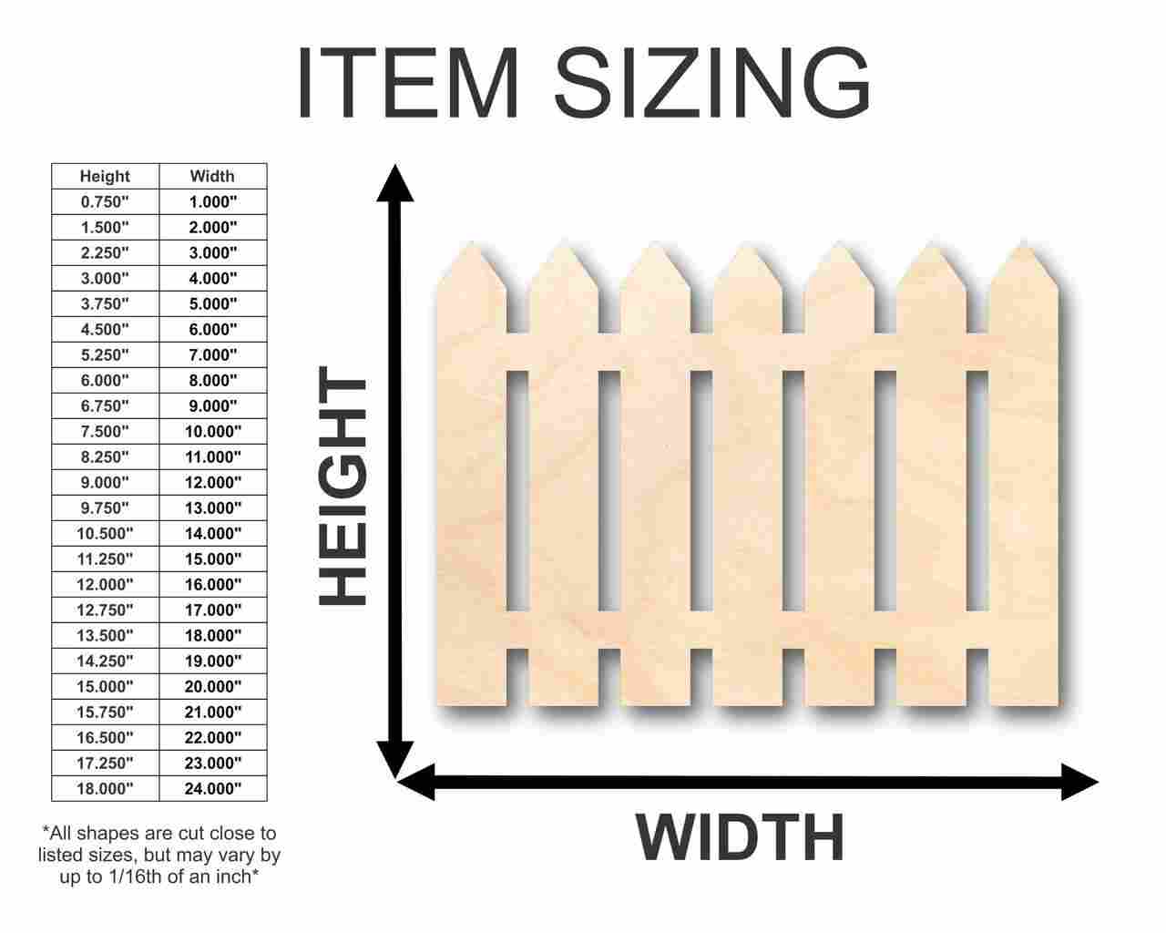 DIY Unfinished Wood Picket Fence Shapes - Up to 46 Pieces for Crafts