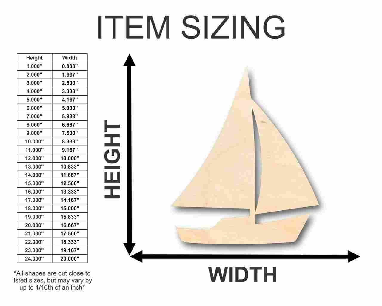 DIY Unfinished Baltic Birch Wood Sailboat Shape for Ocean Fishing Crafts up to 46