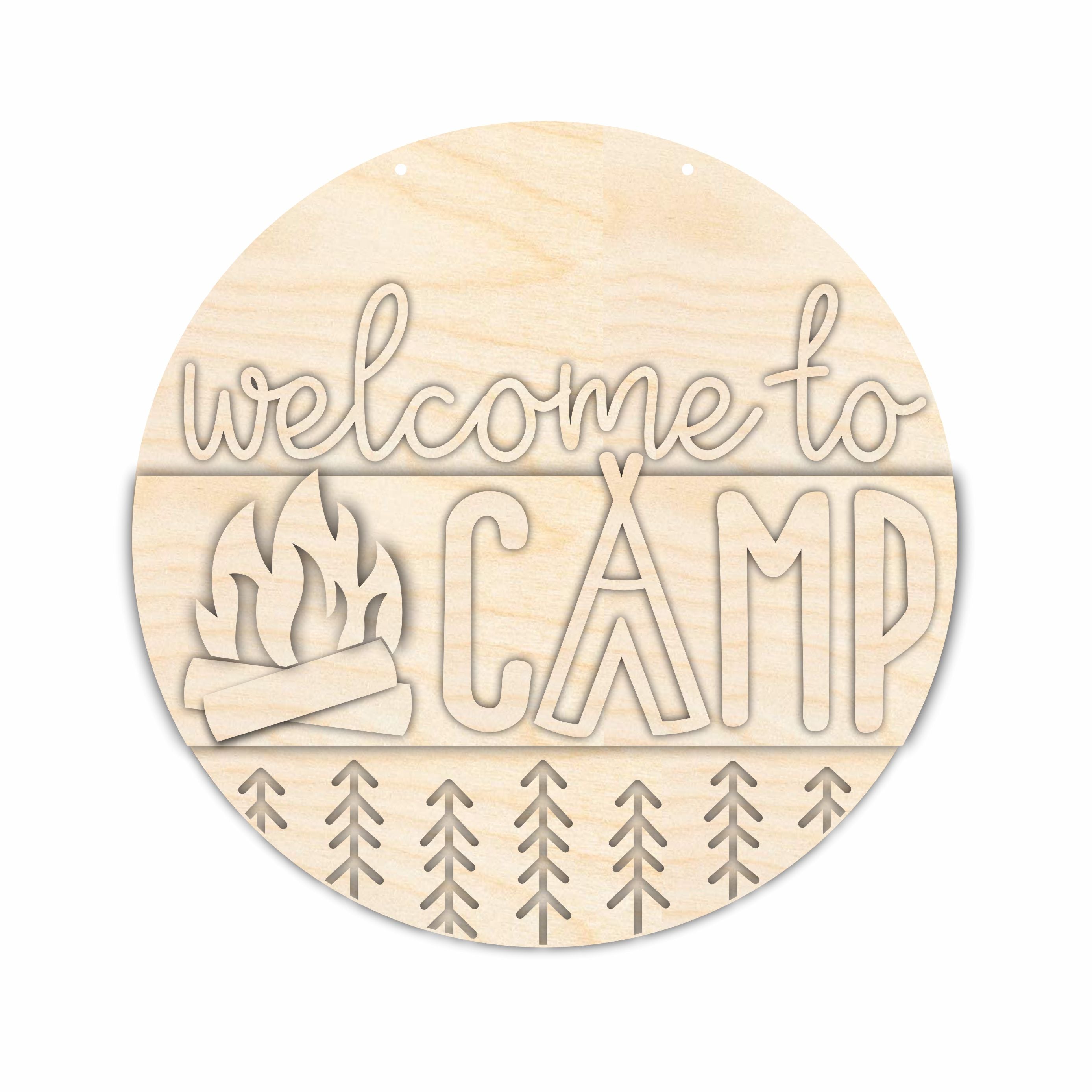 Unfinished Wood Door Sign Kit for Welcoming Guests to Camp | High - Quality Wood Craft Cutouts, 1/4 - Inch Thick