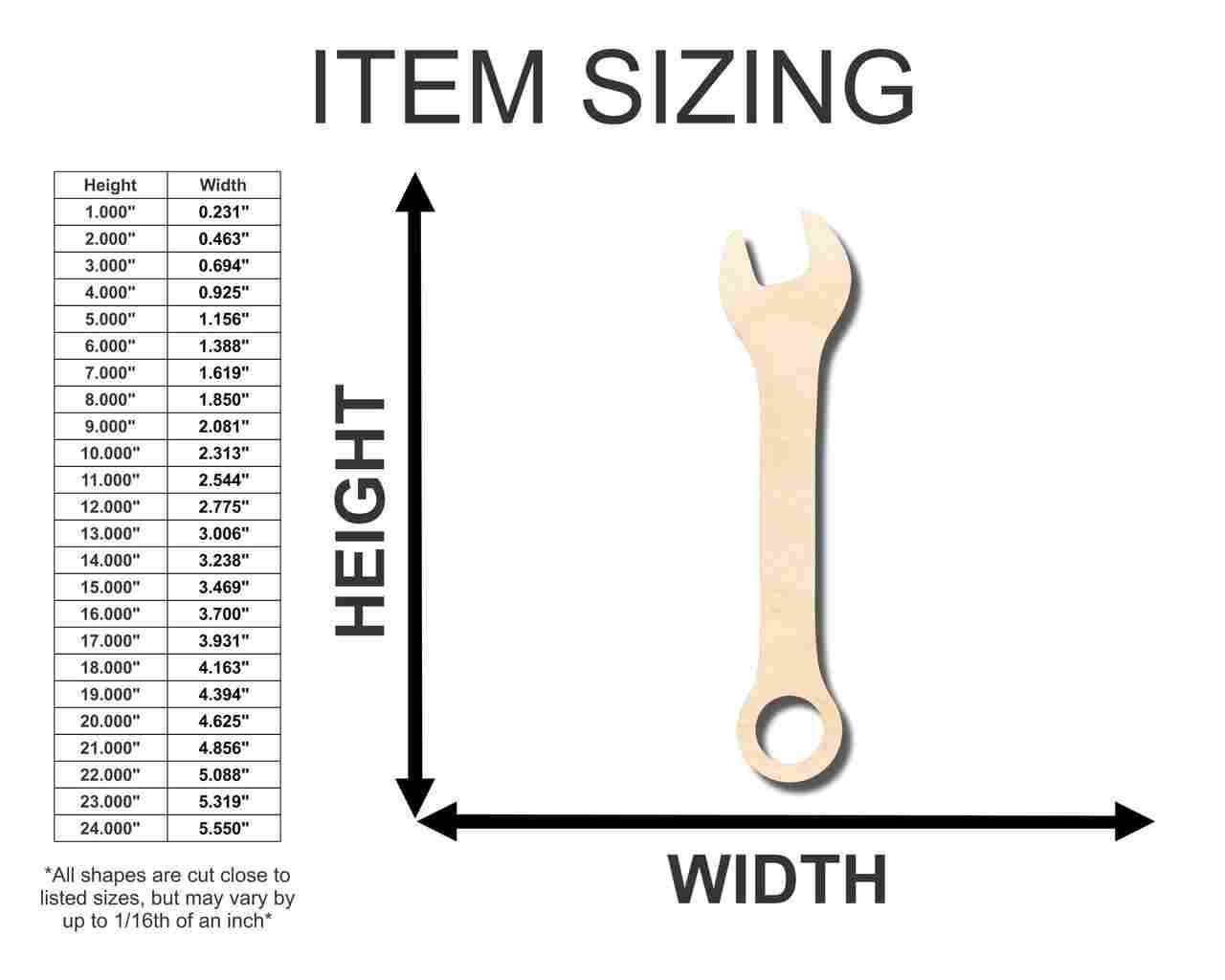 Unfinished Wood Tool - Wrench Shape Craft Items for Up to 46 DIY Projects