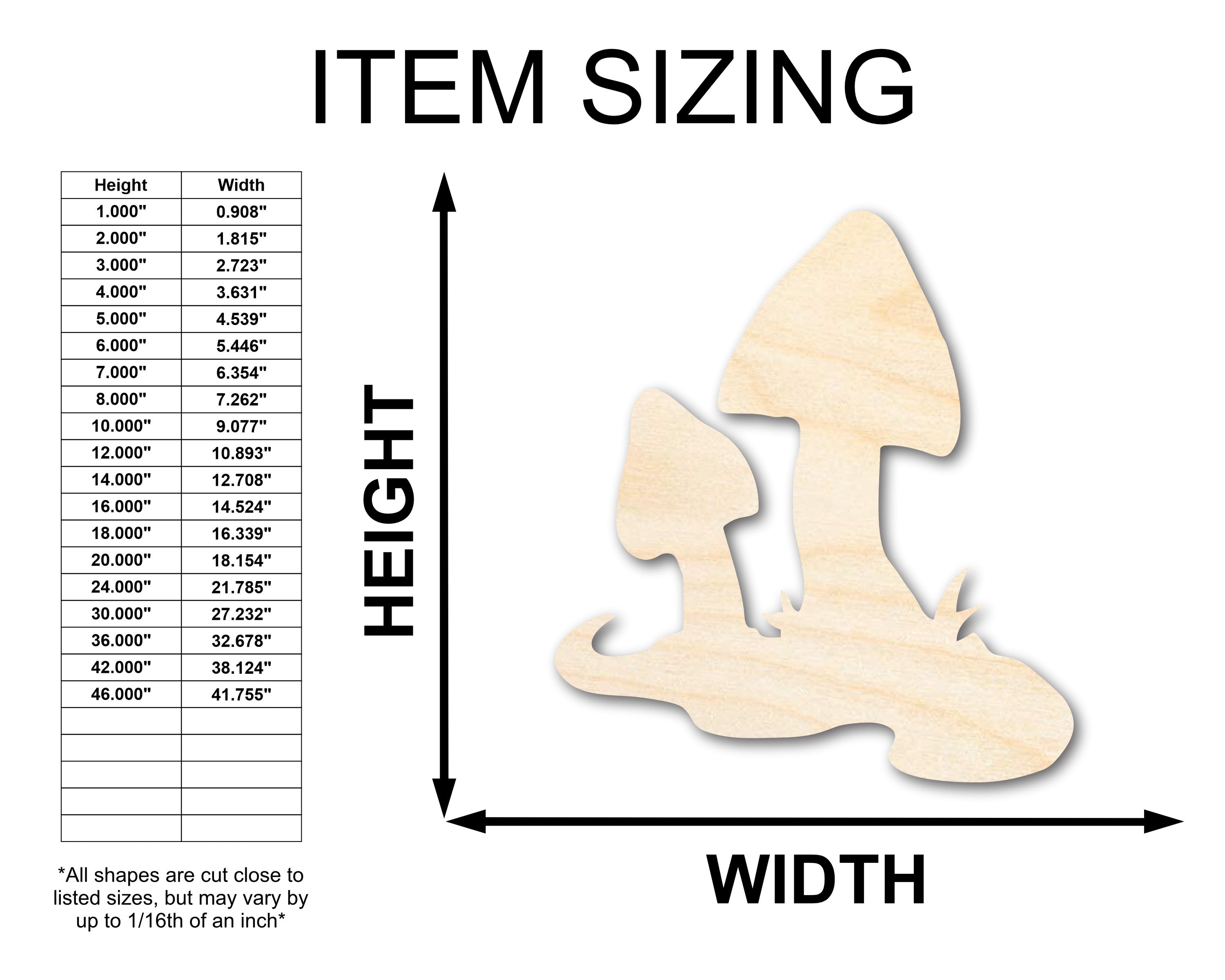 Unfinished Wood Mushroom-Shaped Crafts, Available up to 46 Inches