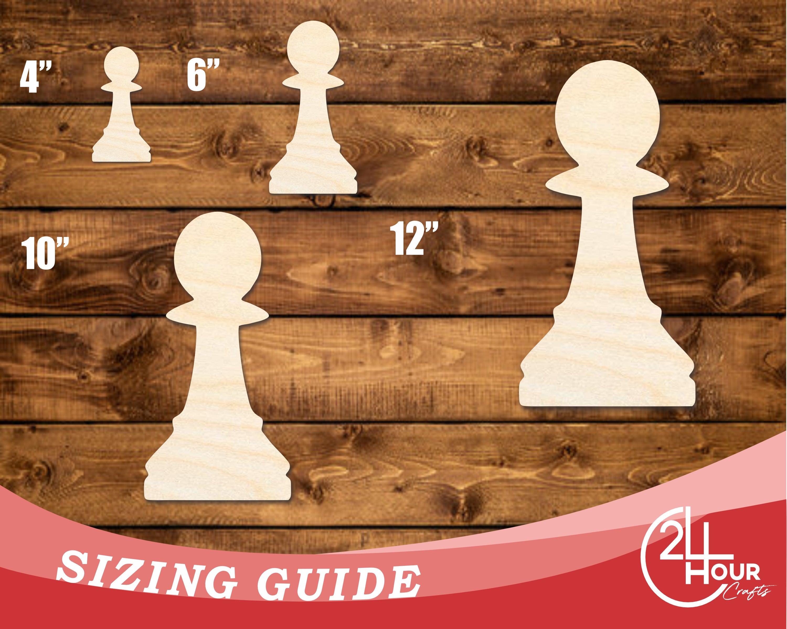 Unfinished Wood Pawn-Style Chess Piece DIY Craft Cutouts - Up to 46 Pieces for Do-It-Yourself Projects